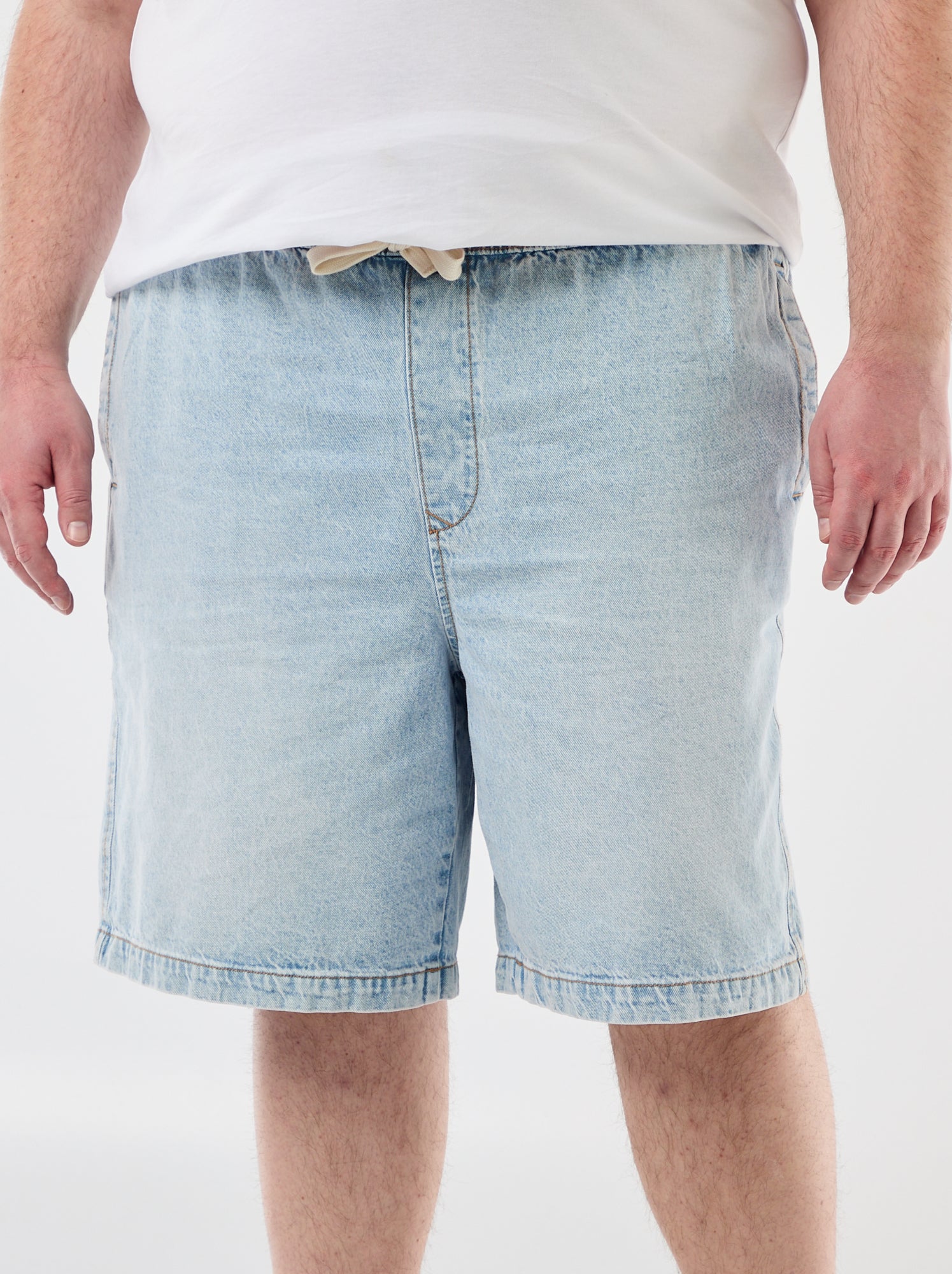 Bermuda en twill avec cordons de serrage - Bleu
