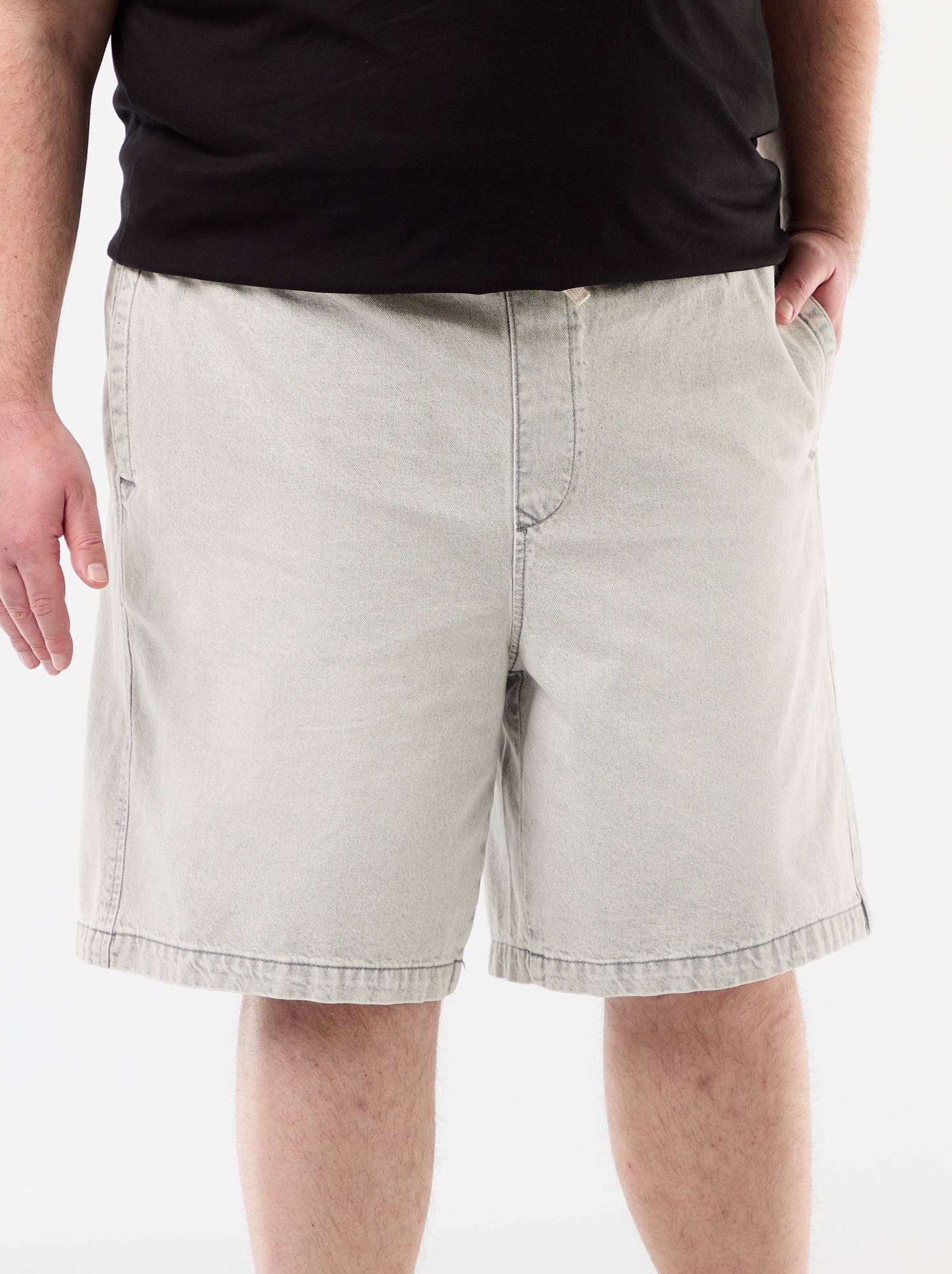 Bermuda en twill avec cordons de serrage - Gris