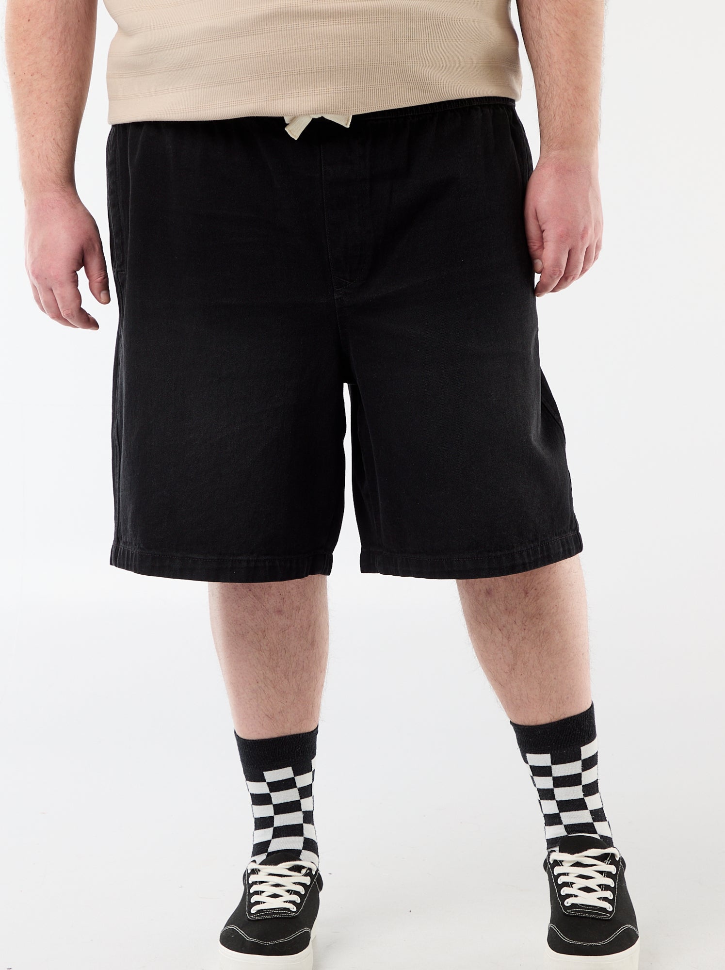 Bermuda en twill avec cordons de serrage - Noir
