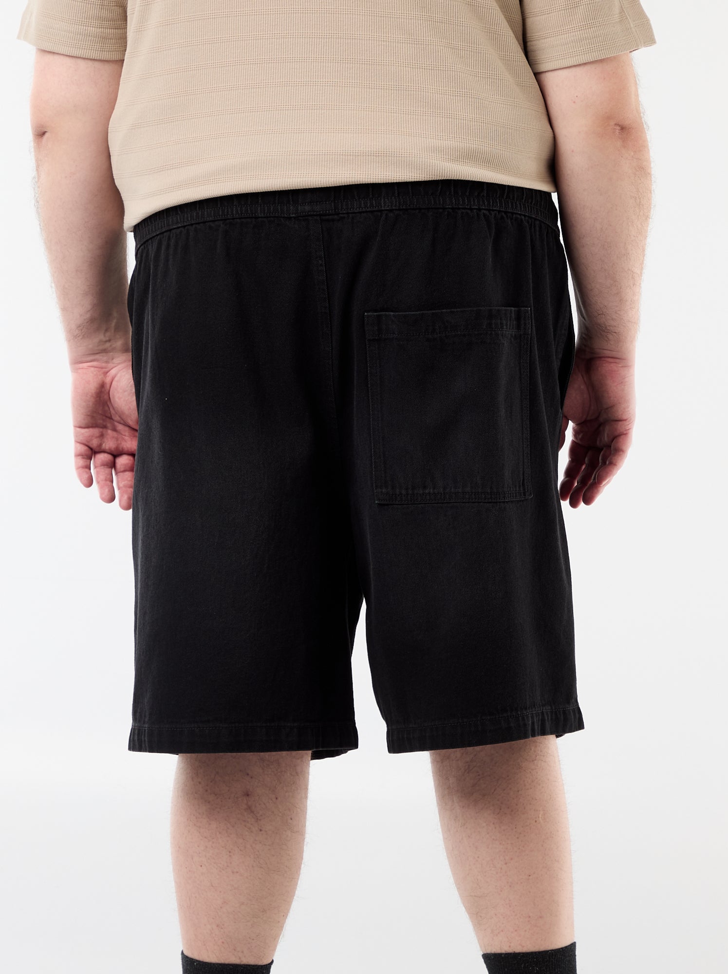 Bermuda en twill avec cordons de serrage - Noir