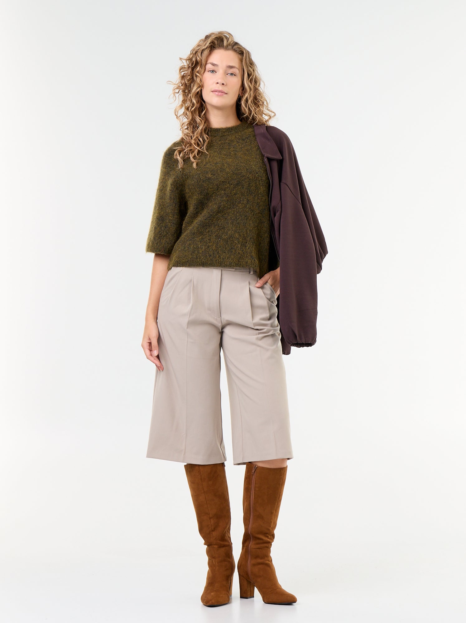 Bermuda long coupe chino - Beige
