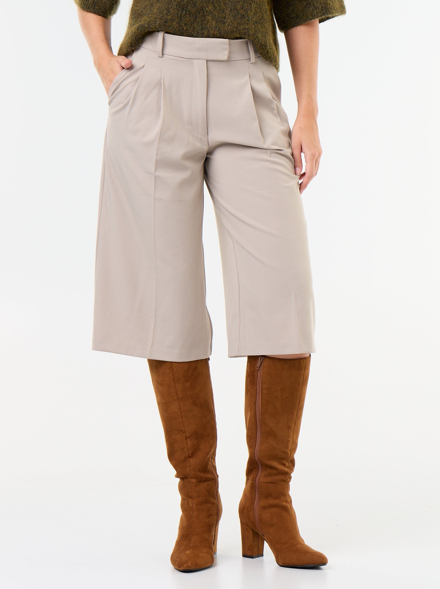 Bermuda long coupe chino - Beige
