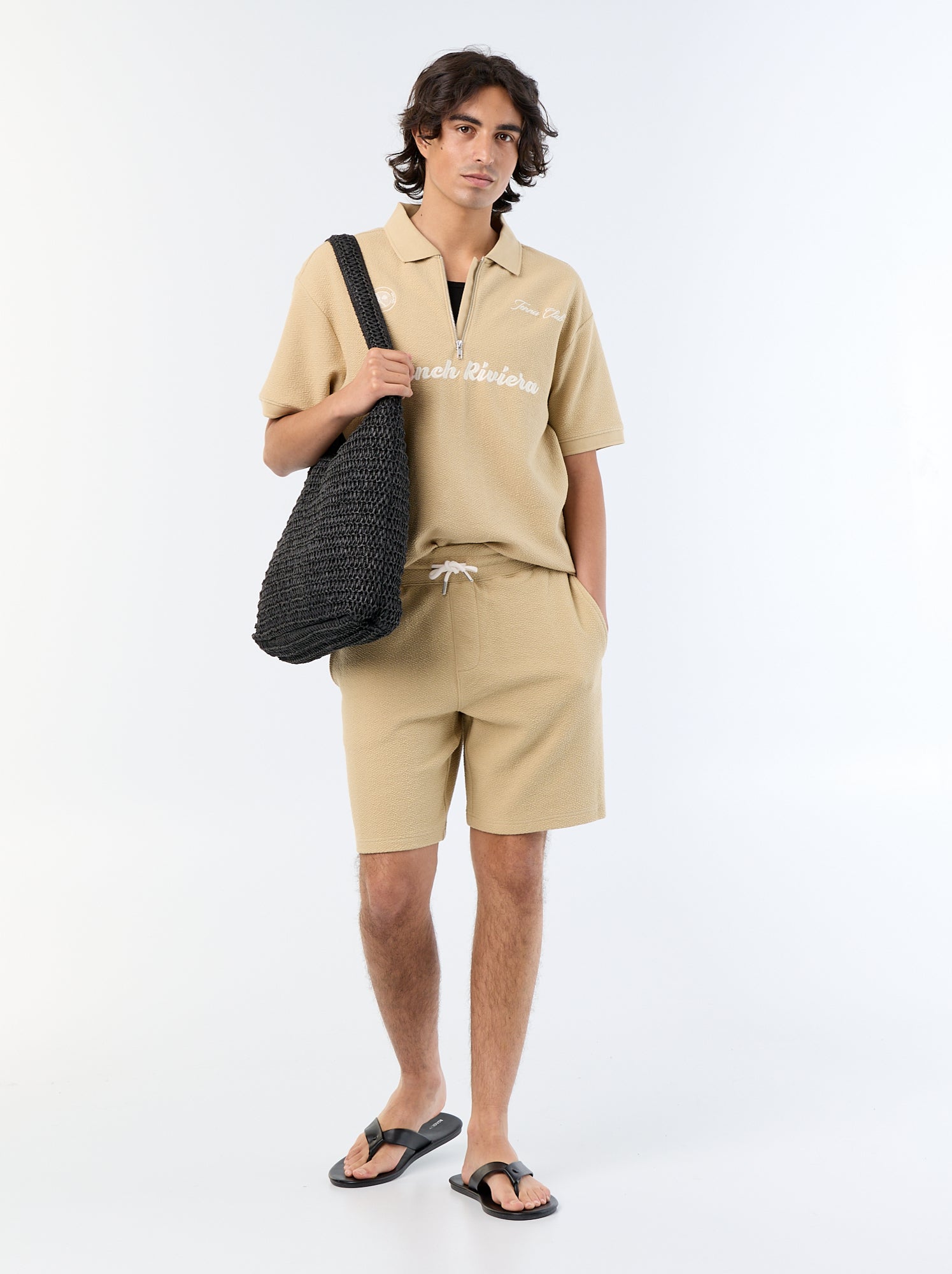 Bermuda maille lourde uni - Beige