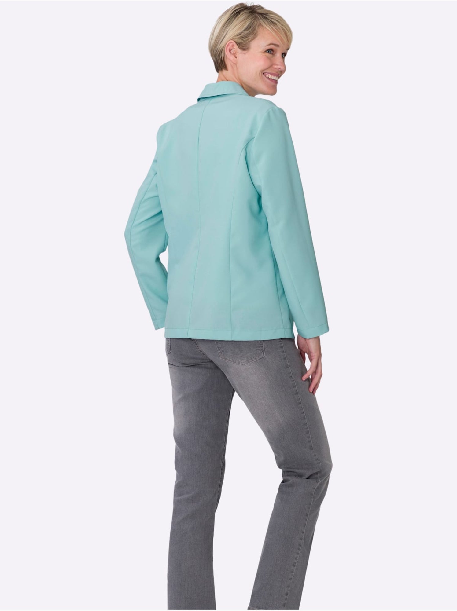 Blazer de costume femme avec col à revers et deux fausses poches - taille standard - moda vilona - Menthe