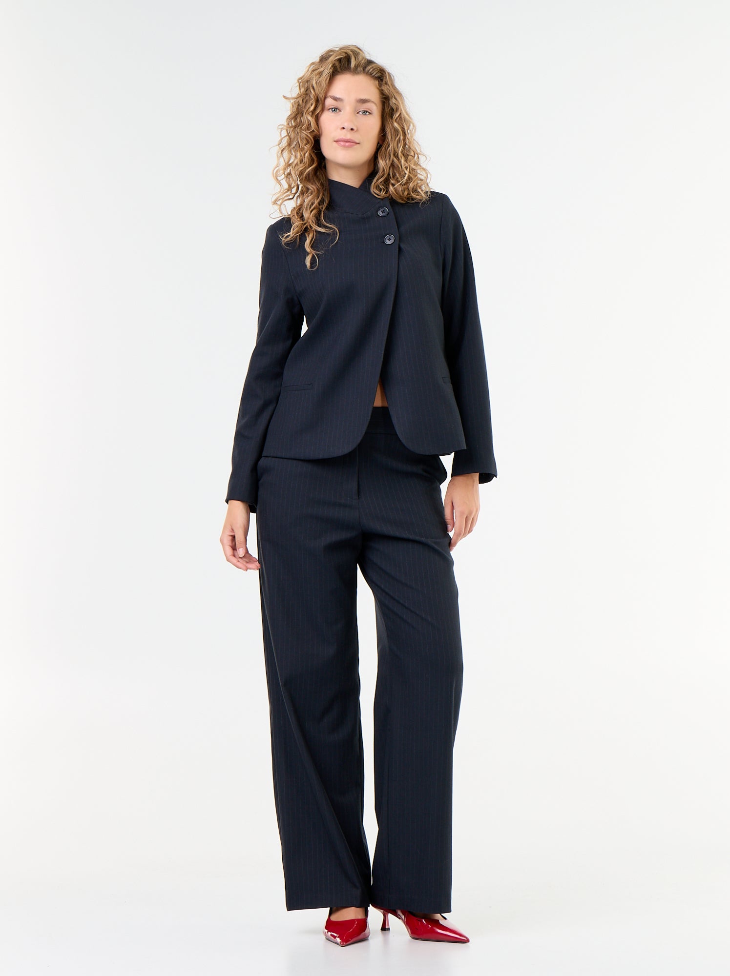 Blazer à col montant avec effet croisé - Bleu