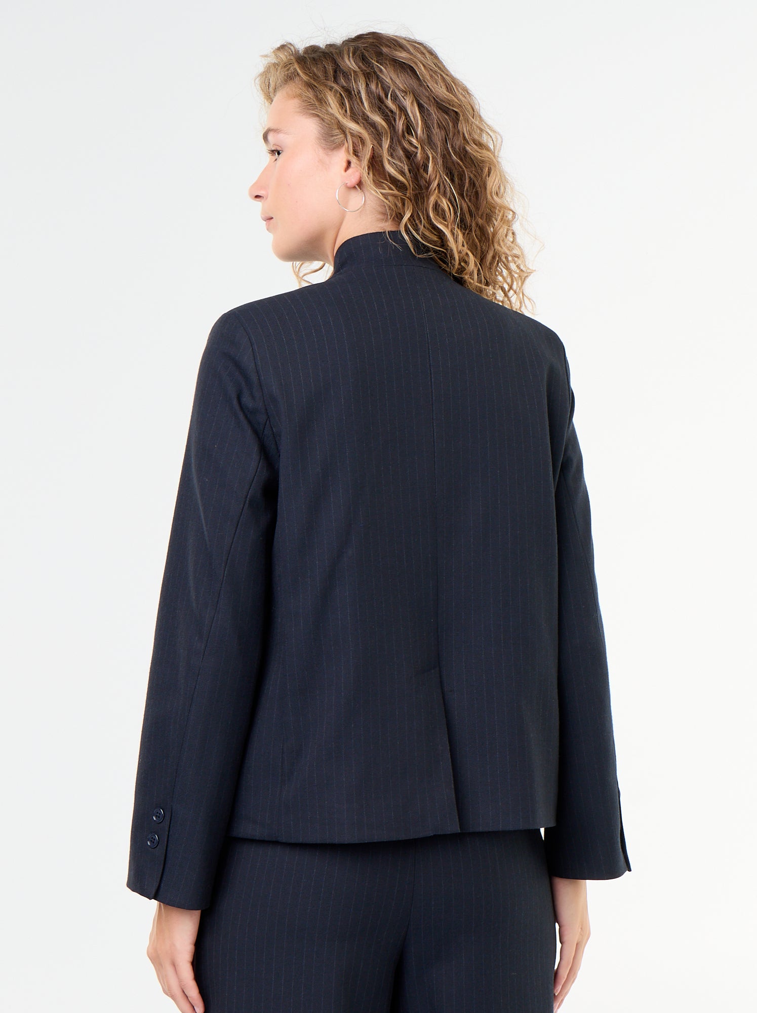 Blazer à col montant avec effet croisé - Bleu