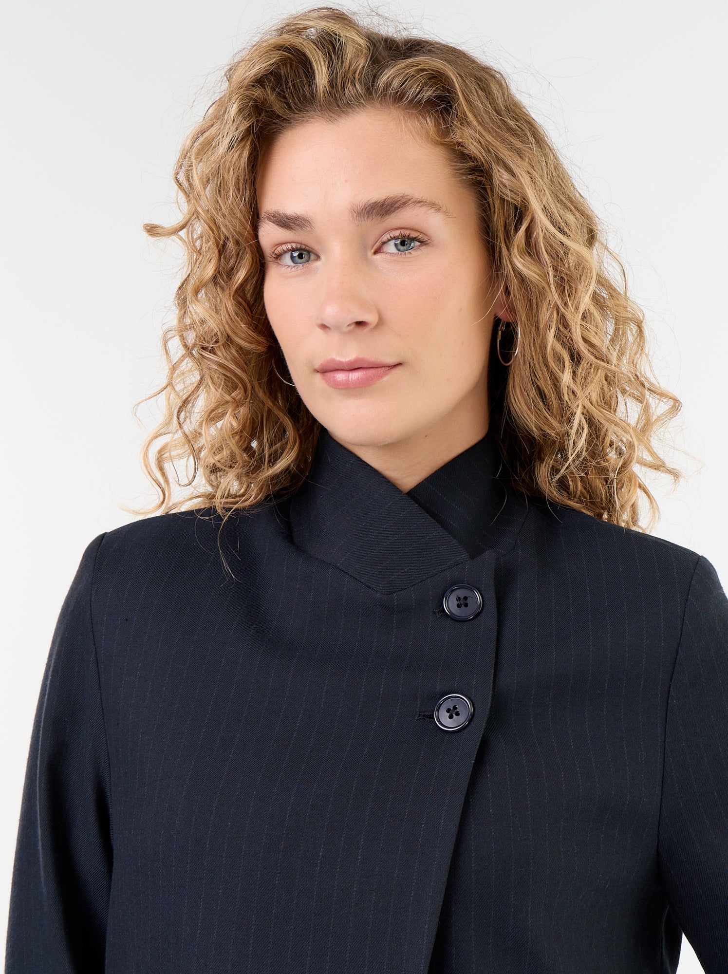 Blazer à col montant avec effet croisé - Bleu
