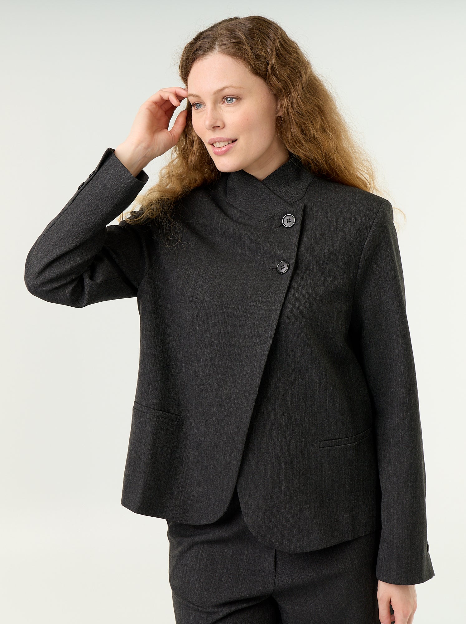 Blazer à col montant avec effet croisé - Gris