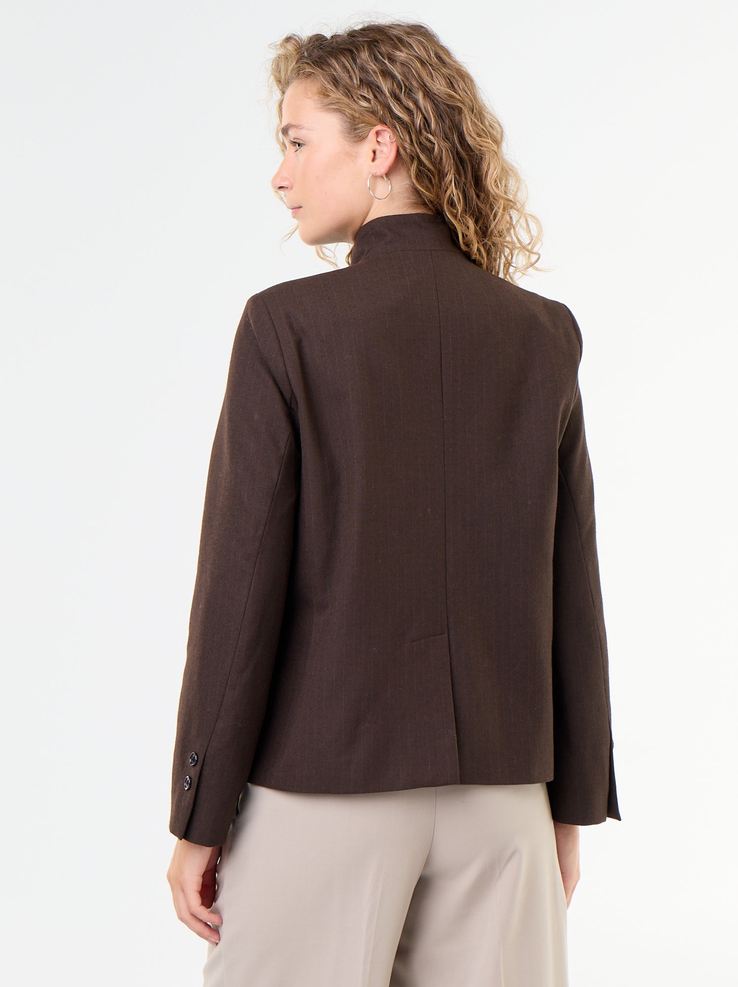 Blazer à col montant avec effet croisé - Marron