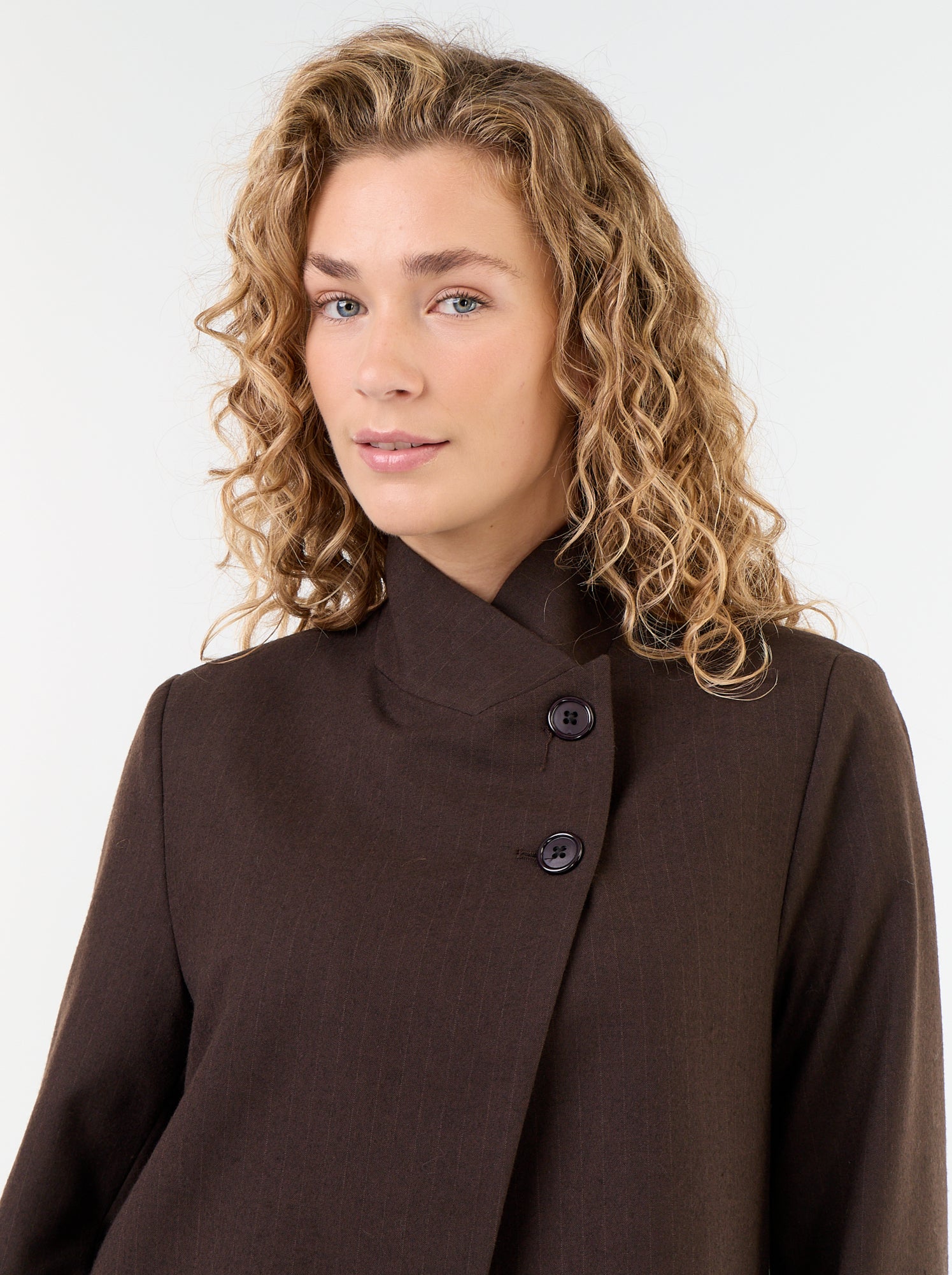 Blazer à col montant avec effet croisé - Marron