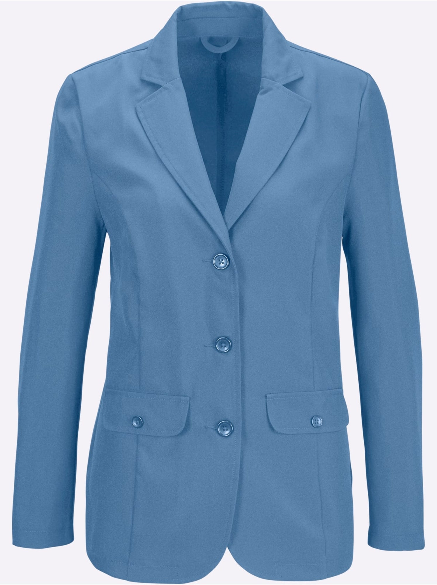 Blazer de costume femme avec col à revers et deux fausses poches - taille standard - moda vilona - Bleu
