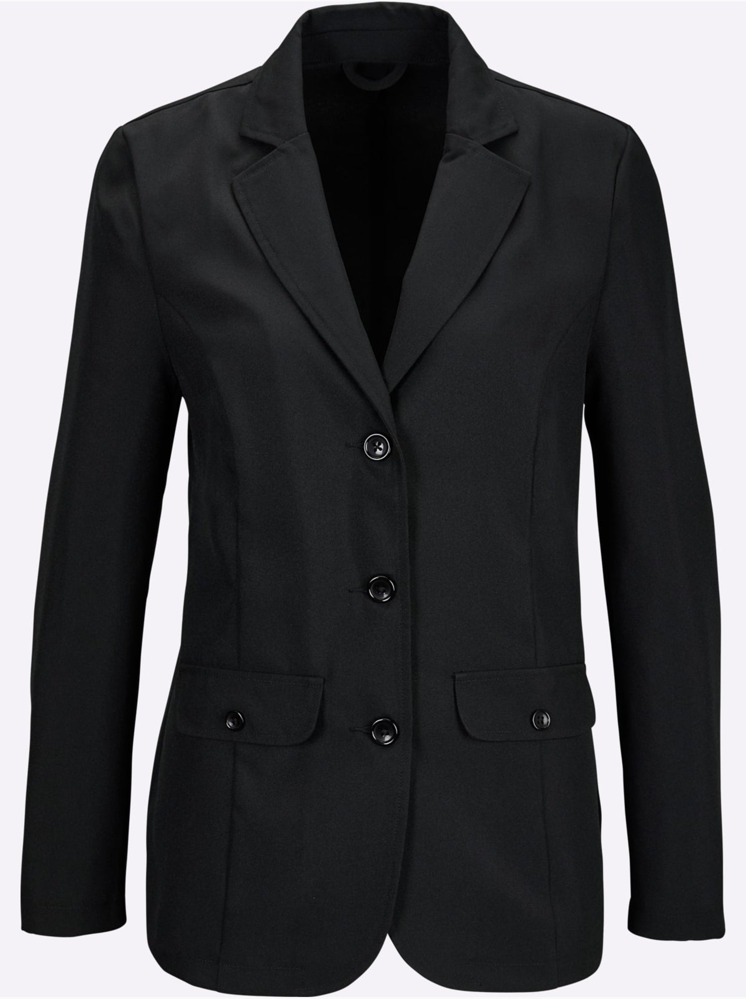 Blazer de costume femme avec col à revers et deux fausses poches - taille standard - moda vilona - Noir