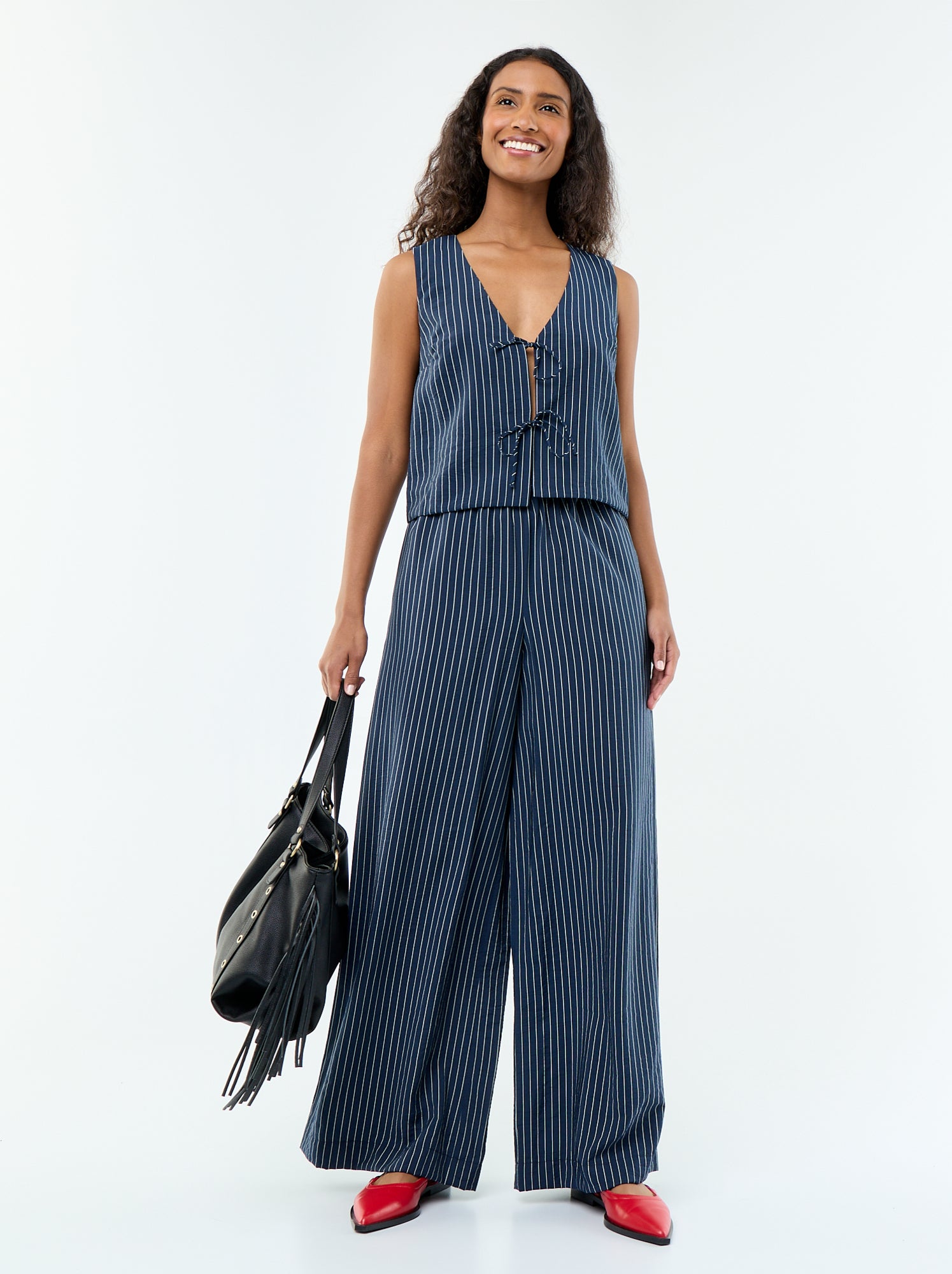 Blouse avec nœuds - Bleu