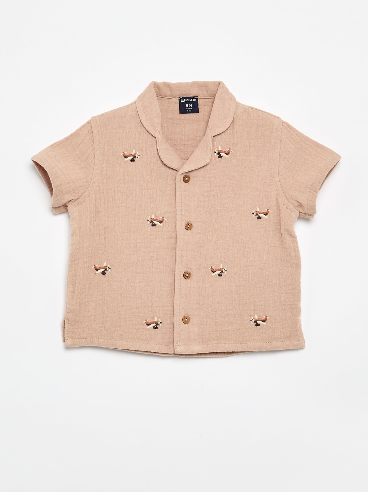 Blouse brodée en gaze de coton - Marron