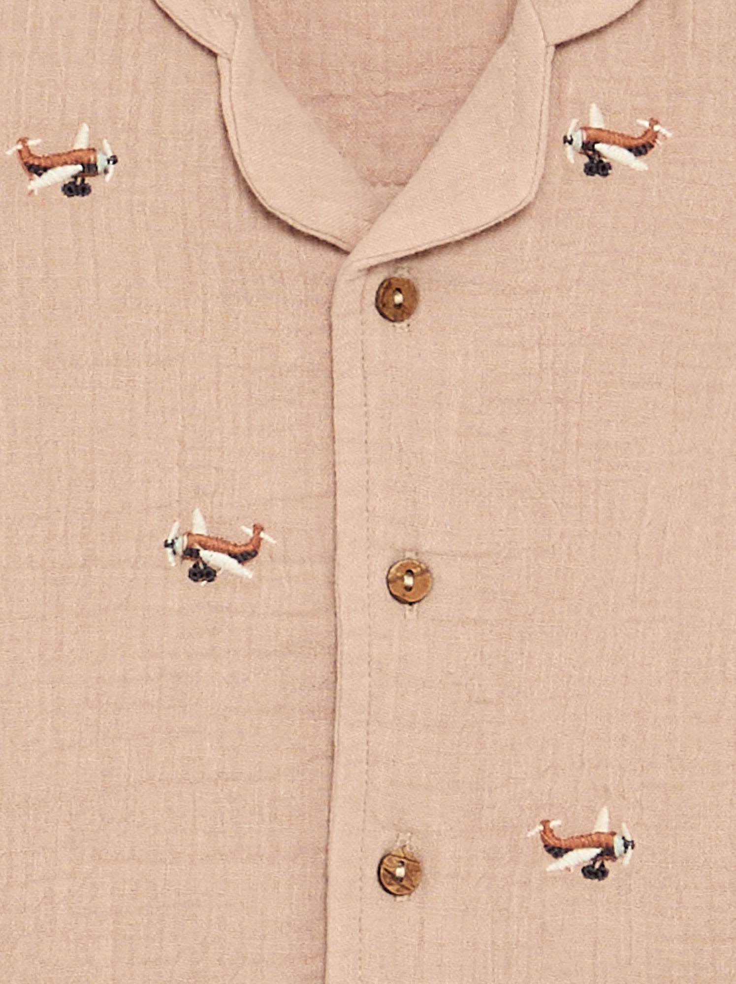 Blouse brodée en gaze de coton - Marron