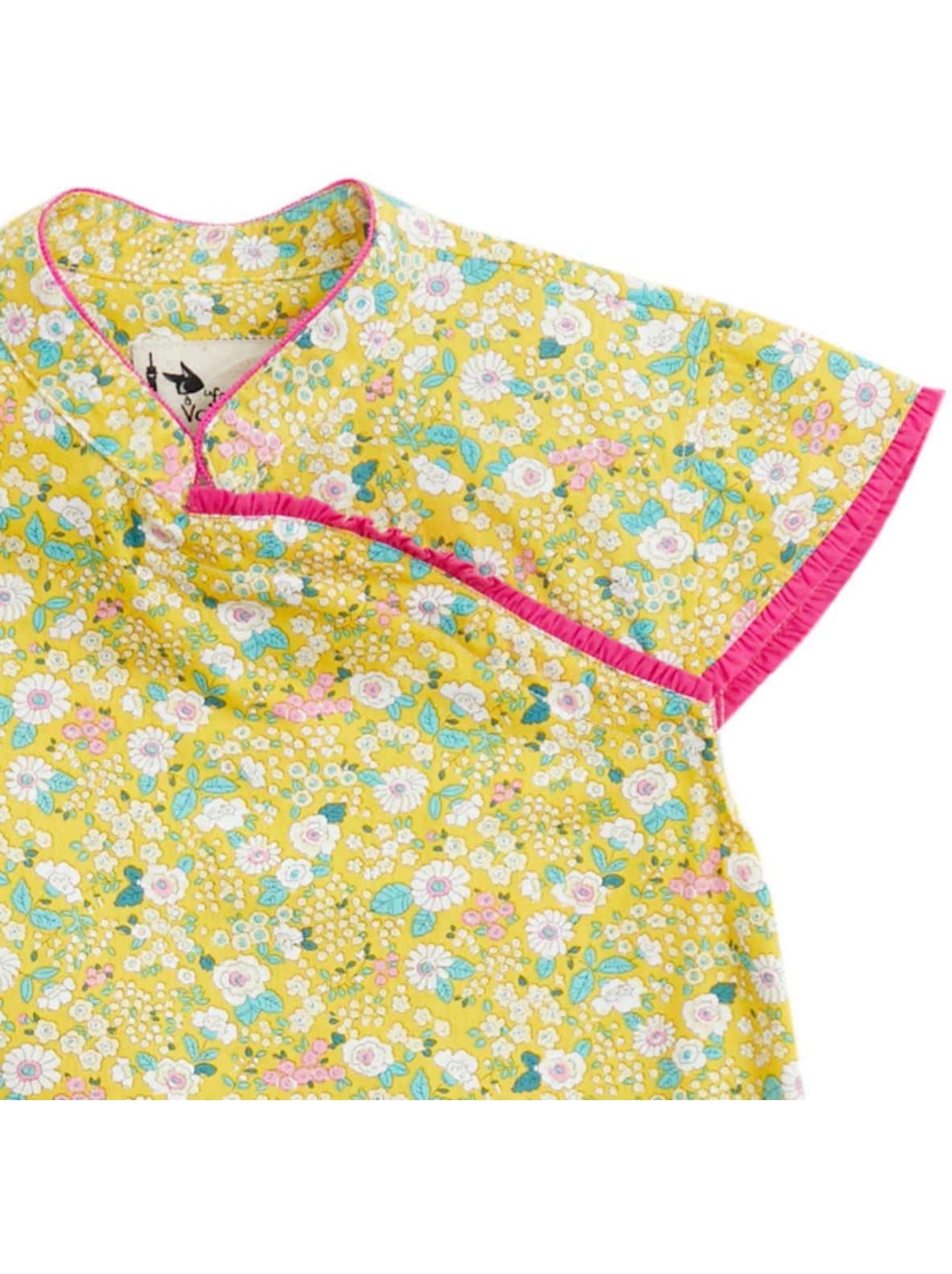 Blouse  Chinoise Liberty  à Col Mao  ANNAM - La Faute à Voltaire - Jaune