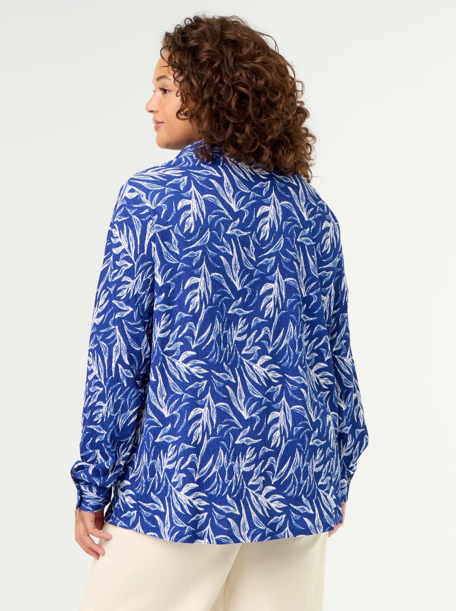 Blouse crêpée imprimée - Bleu