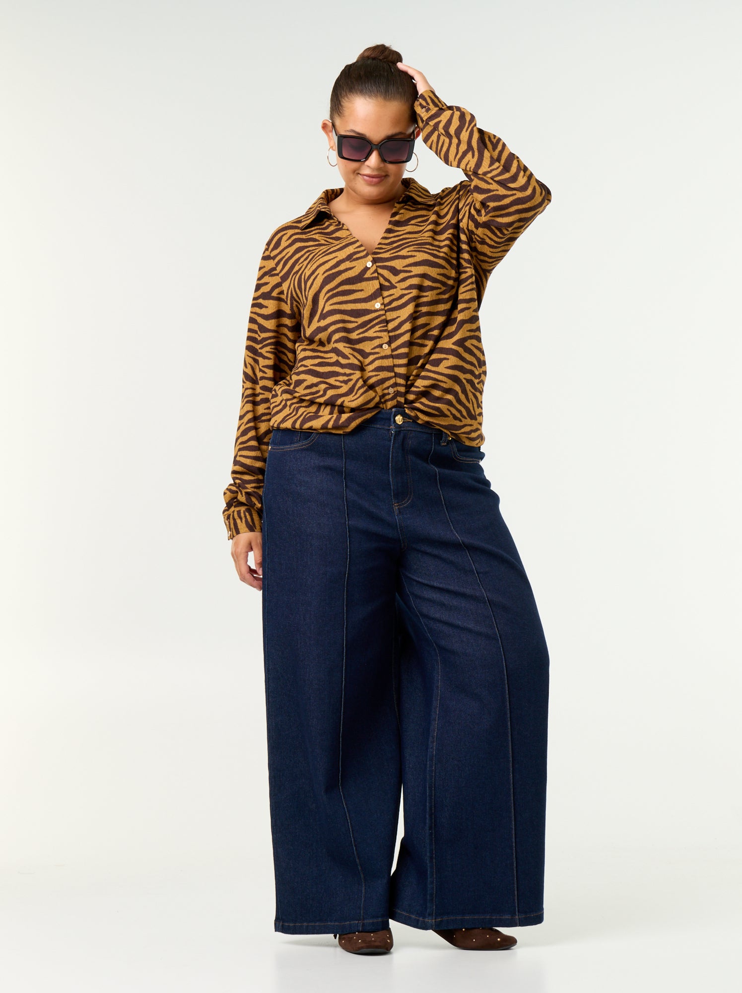 Blouse crêpée imprimée - Jaune