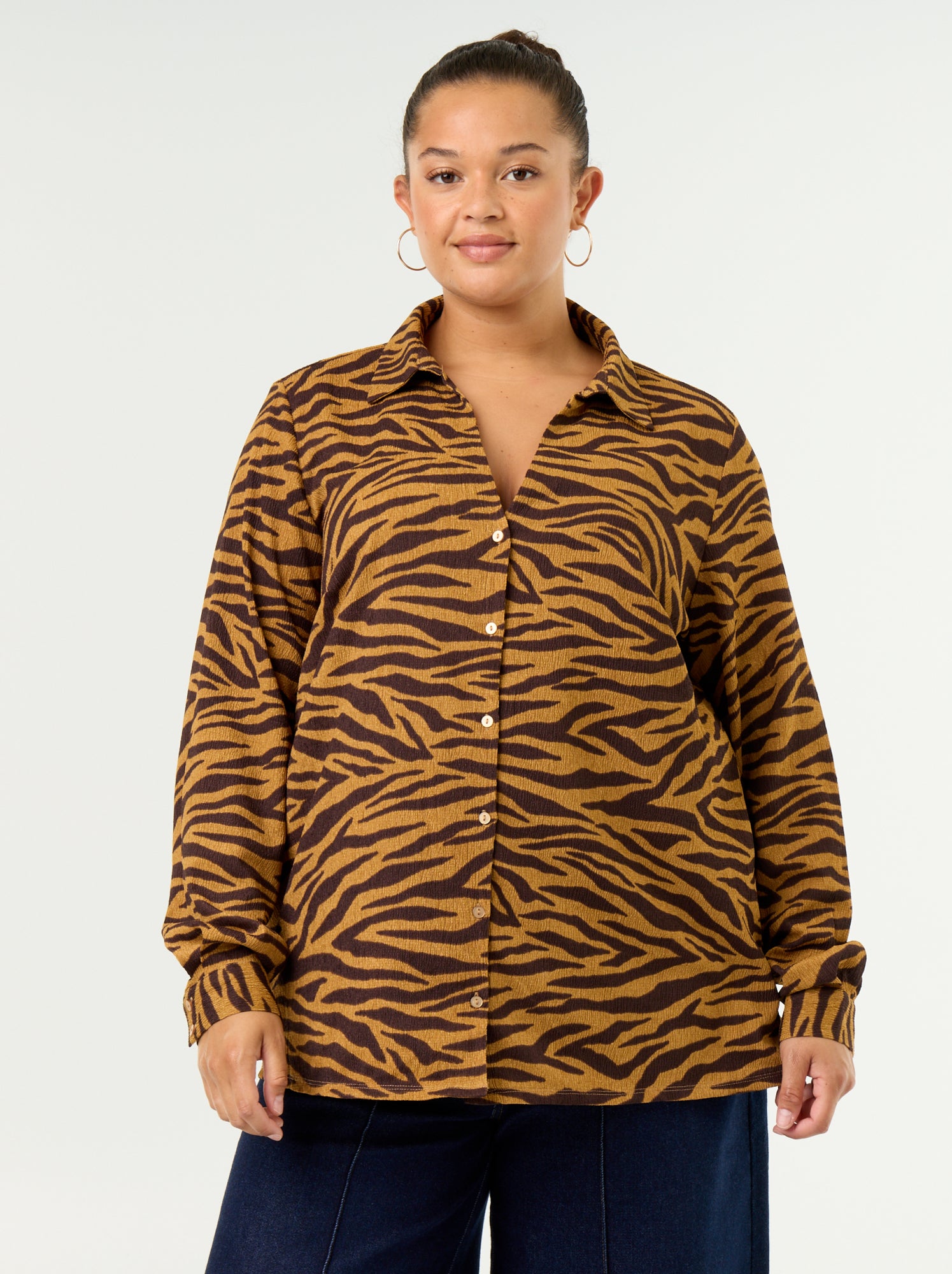 Blouse crêpée imprimée - Jaune