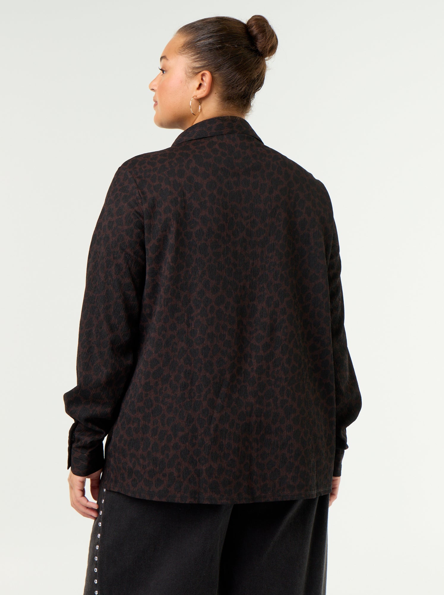 Blouse crêpée imprimée - Marron