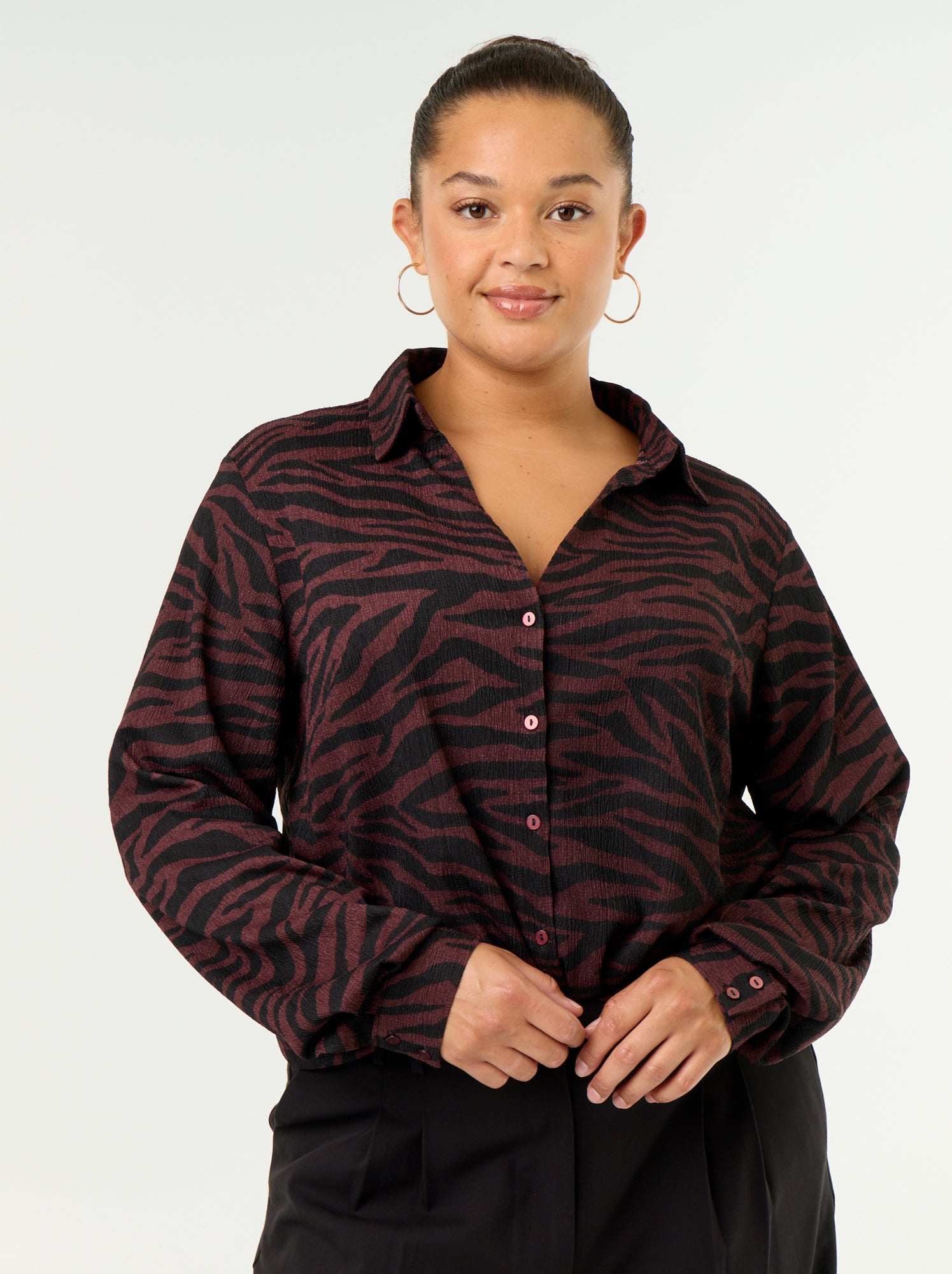 Blouse crêpée imprimée - Violet