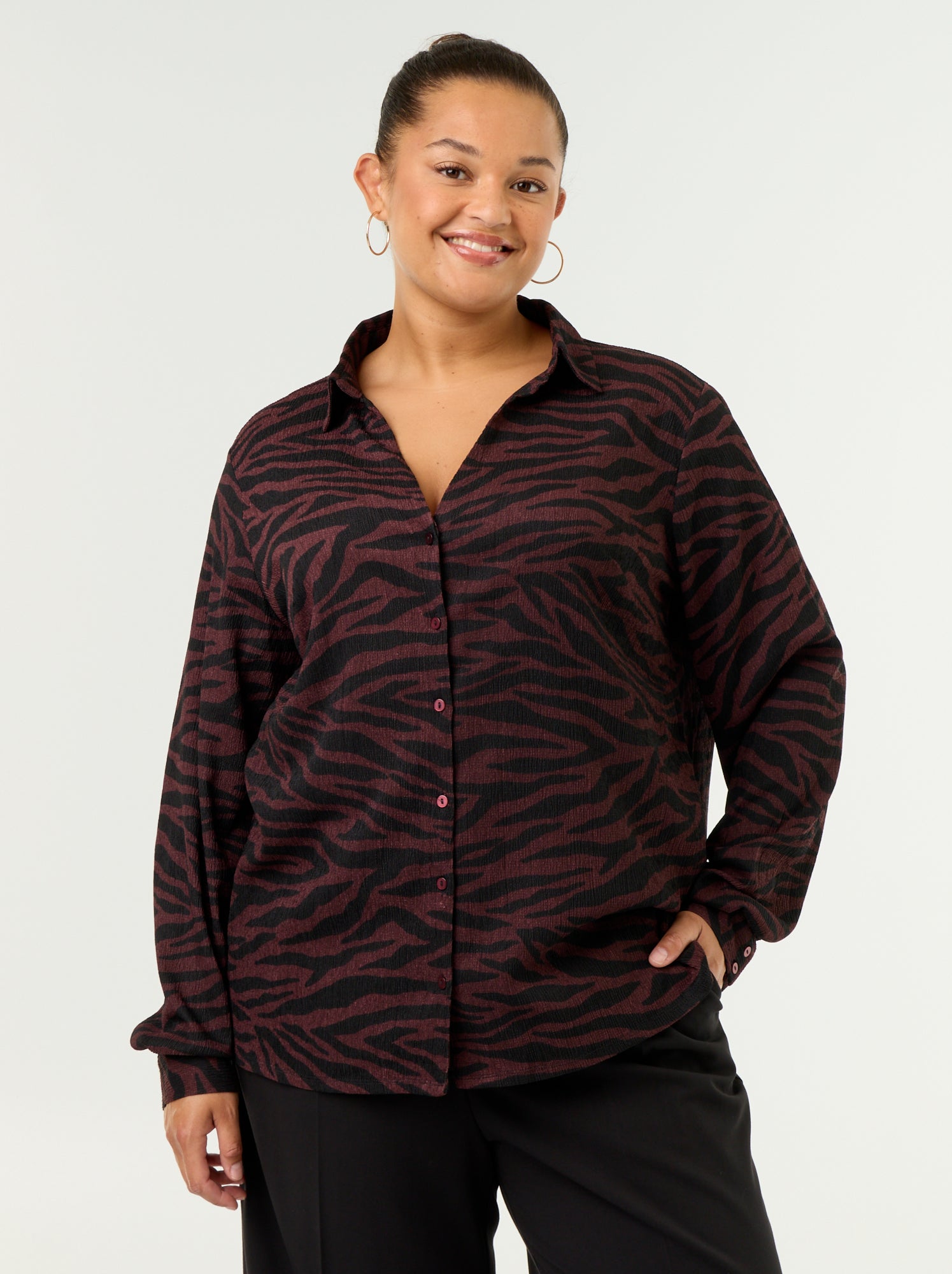 Blouse crêpée imprimée - Violet