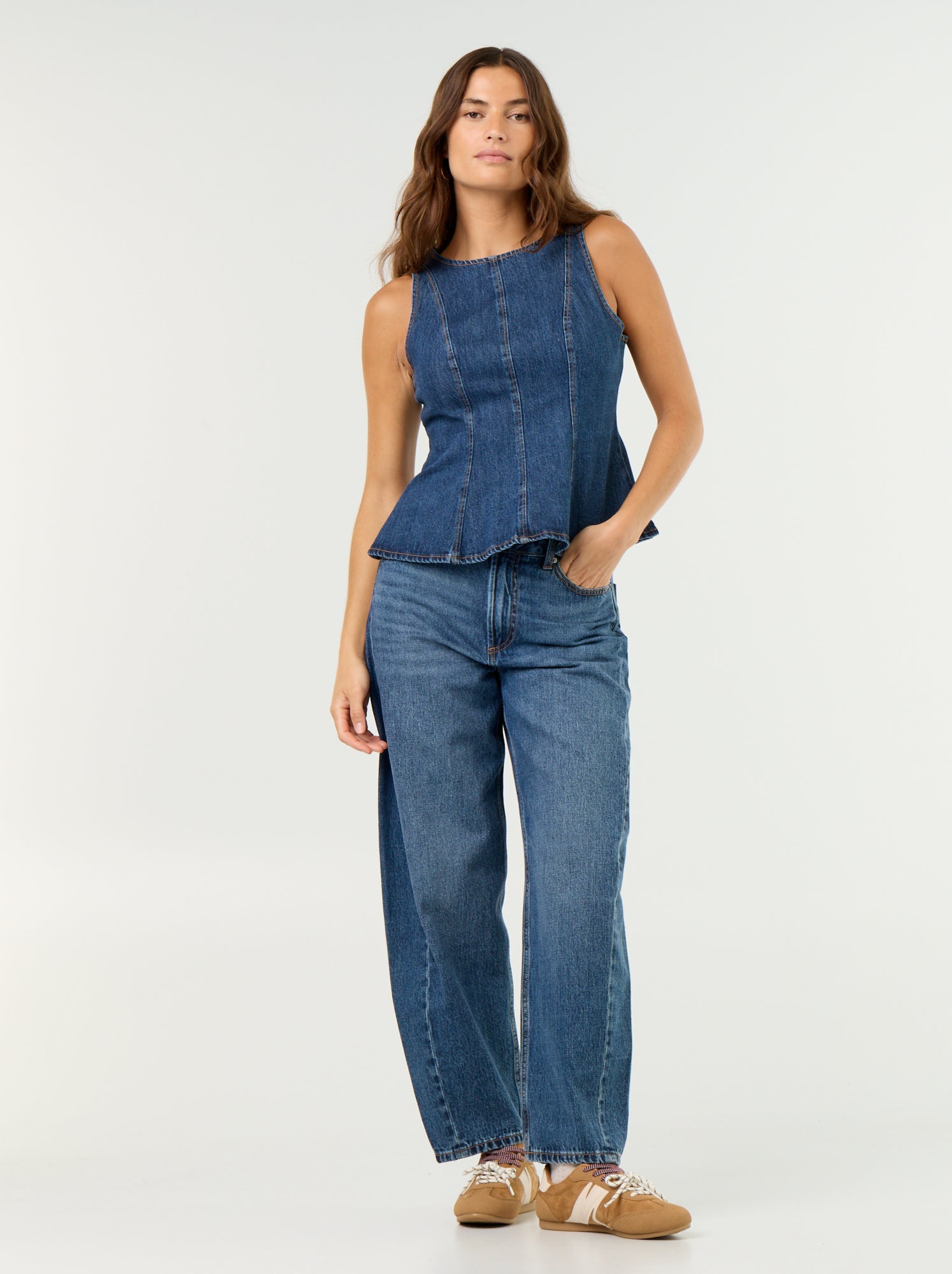 Blouse en jean sans manches - Bleu