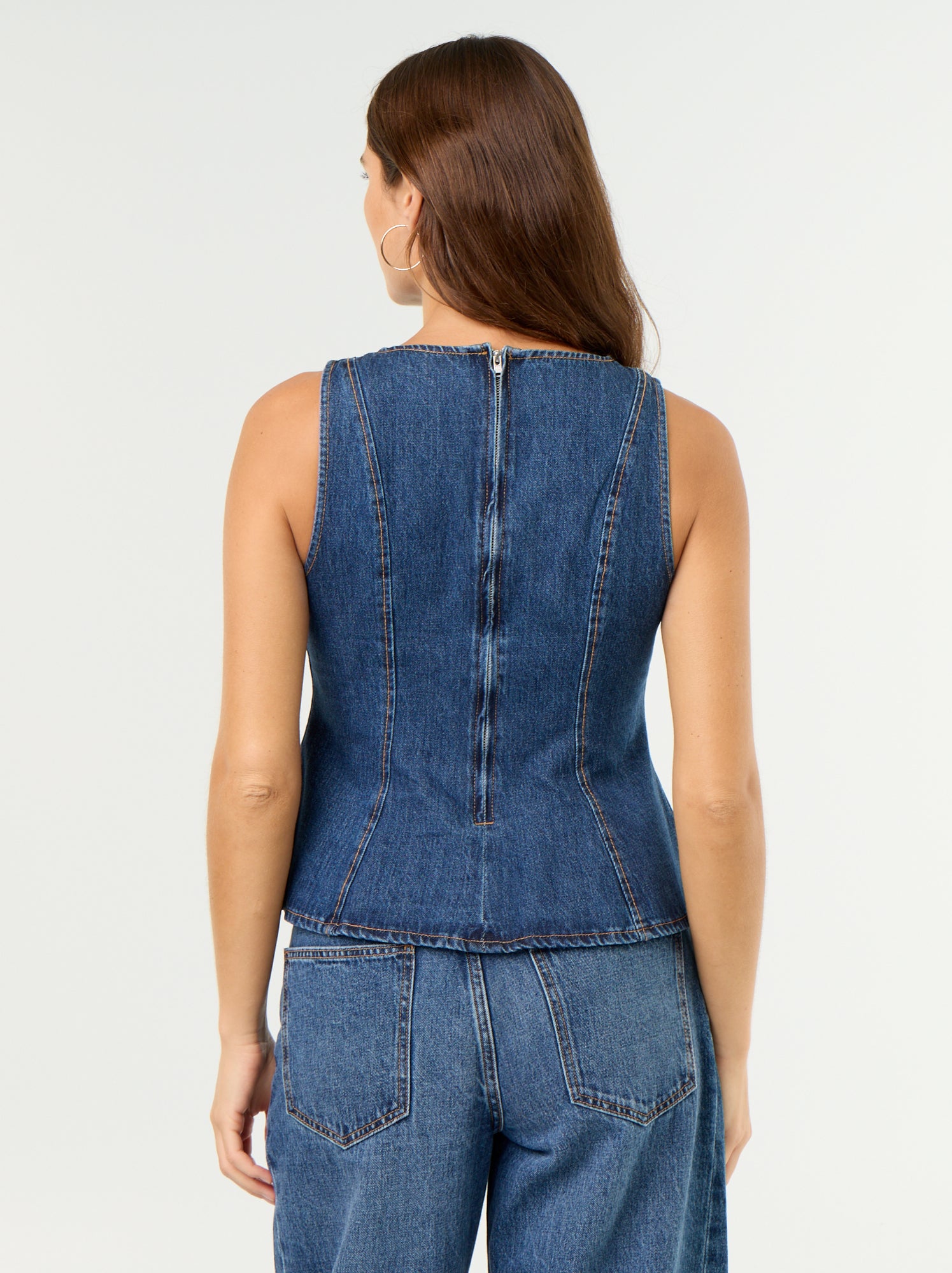 Blouse en jean sans manches - Bleu