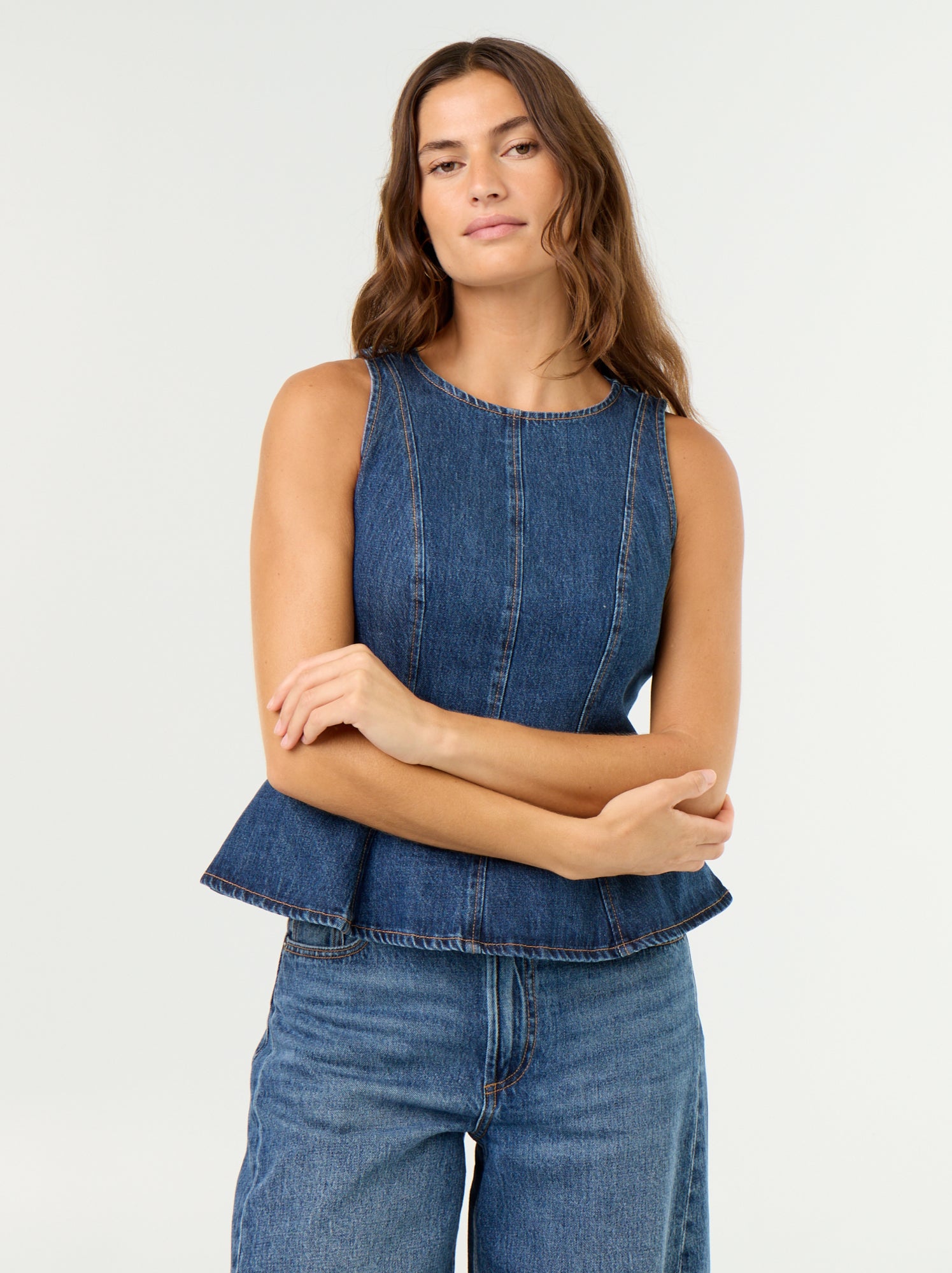 Blouse en jean sans manches - Bleu