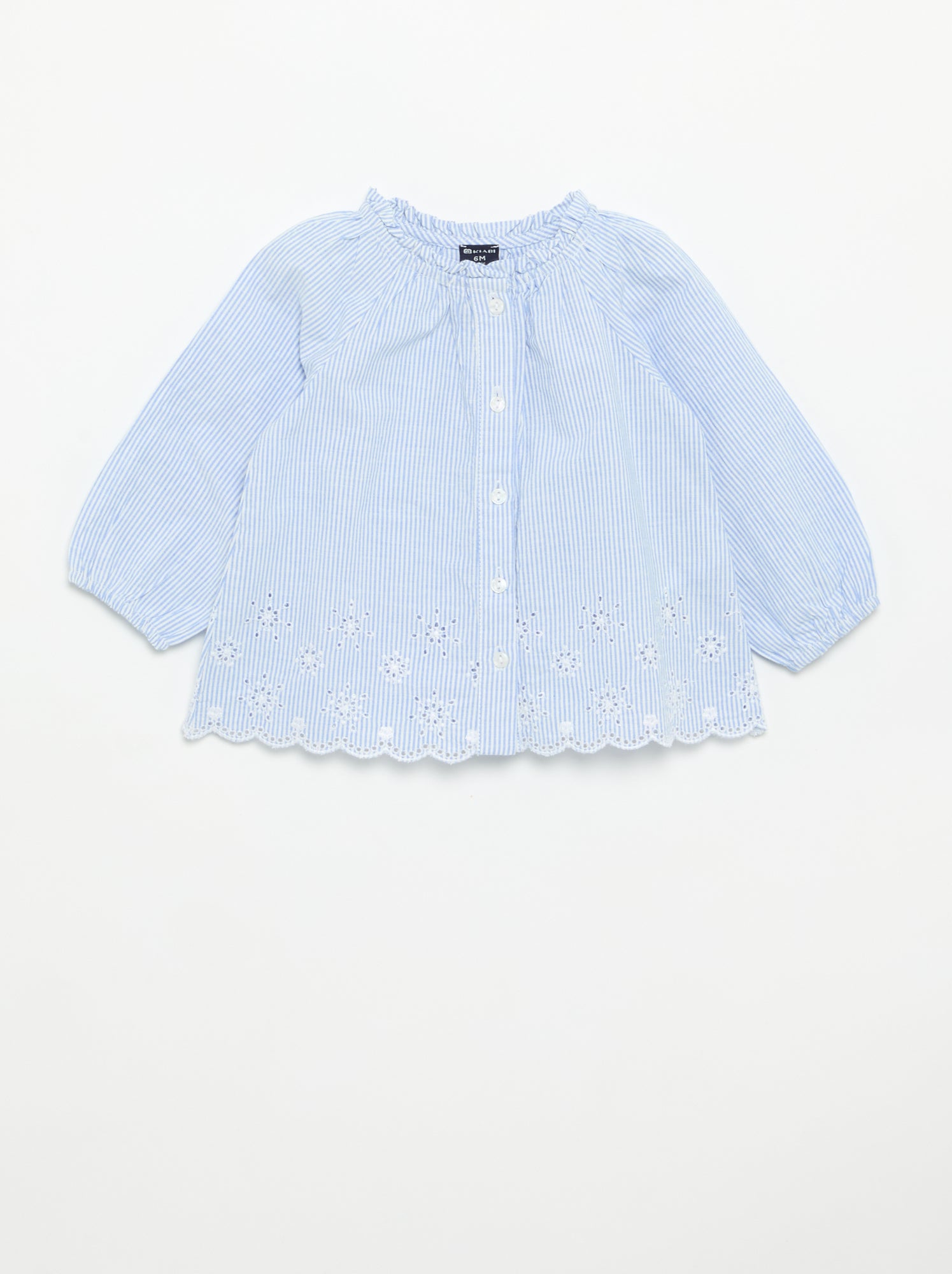 Blouse en popeline avec broderies - Bleu
