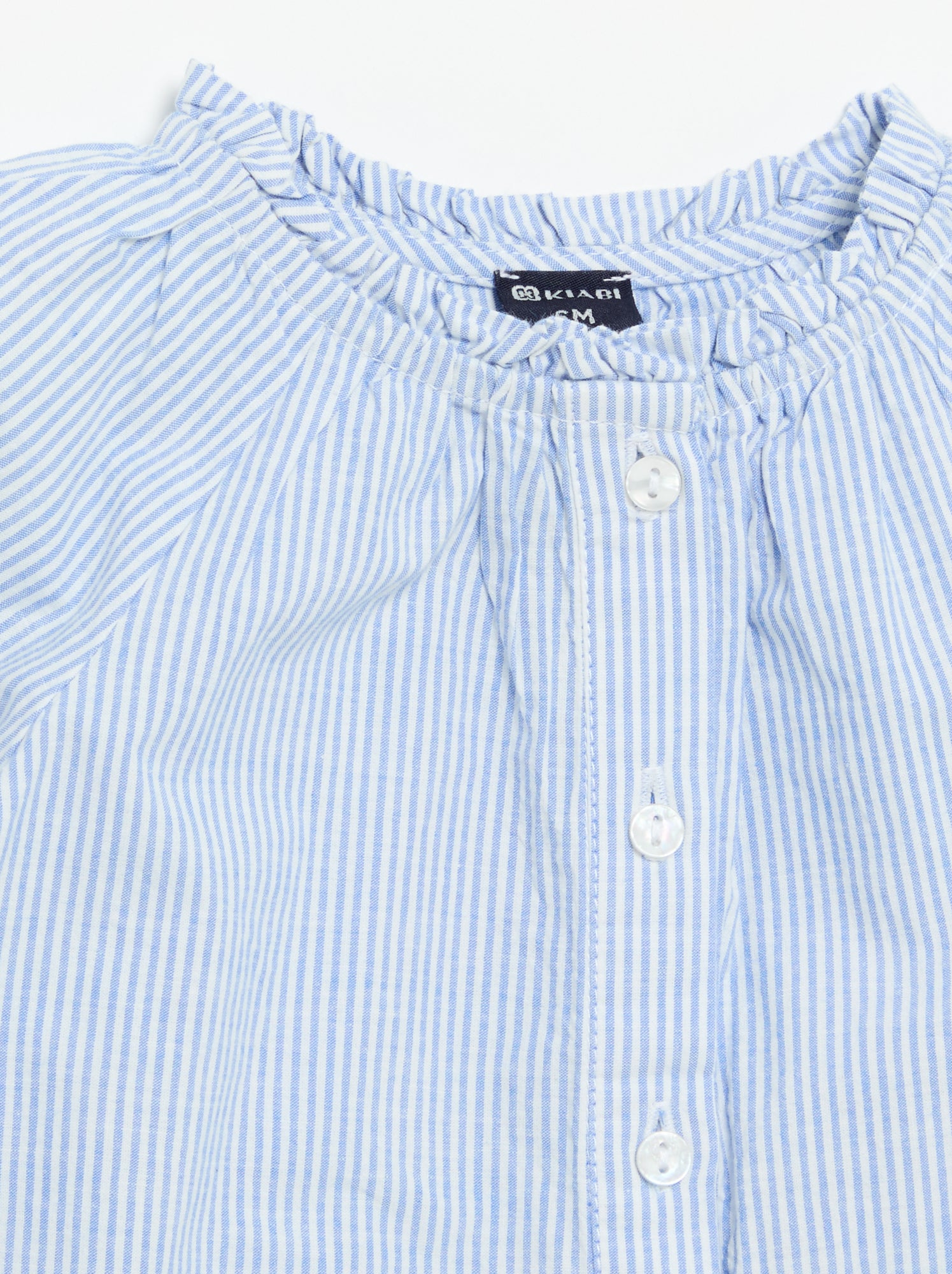 Blouse en popeline avec broderies - Bleu