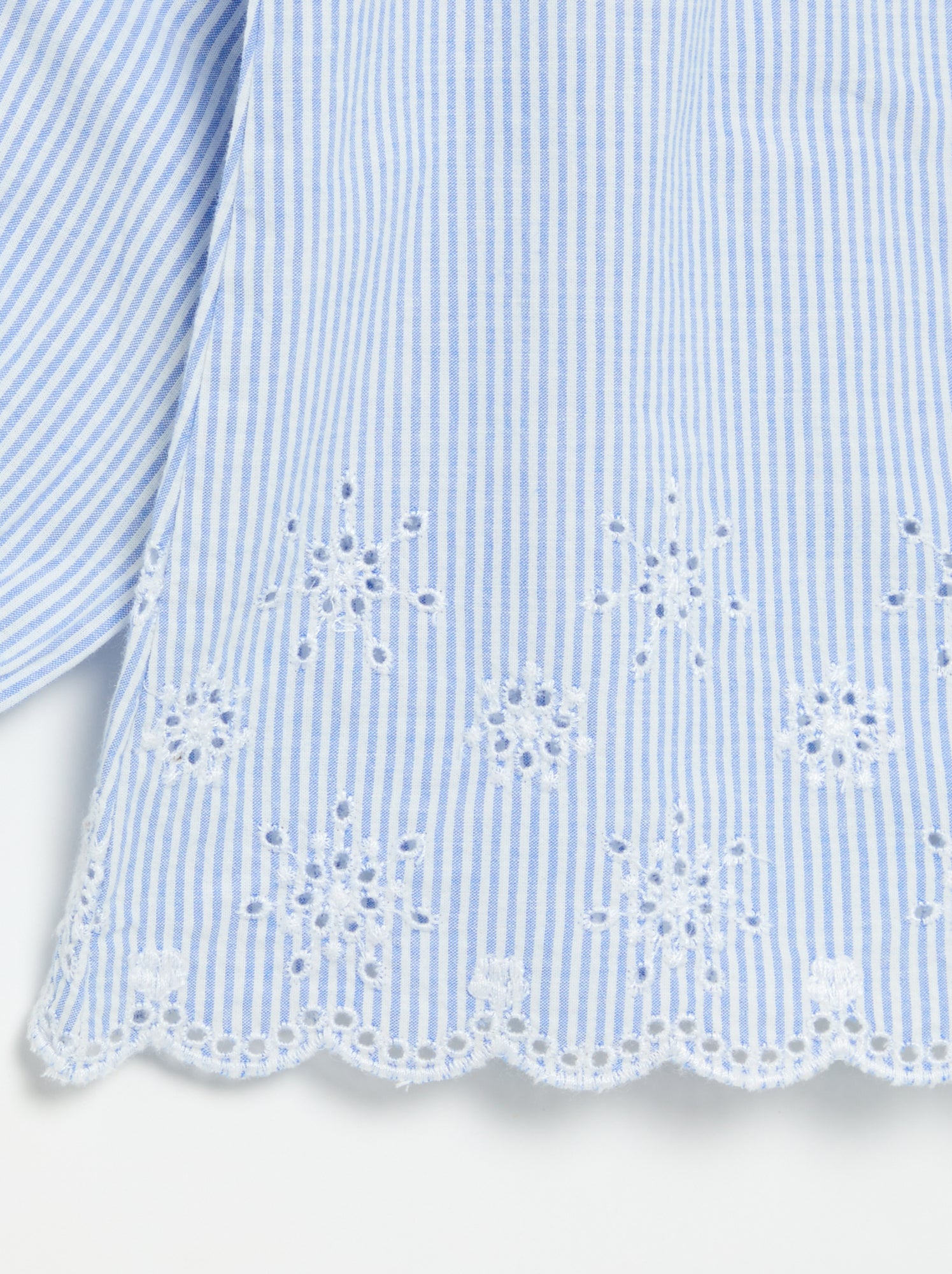 Blouse en popeline avec broderies - Bleu