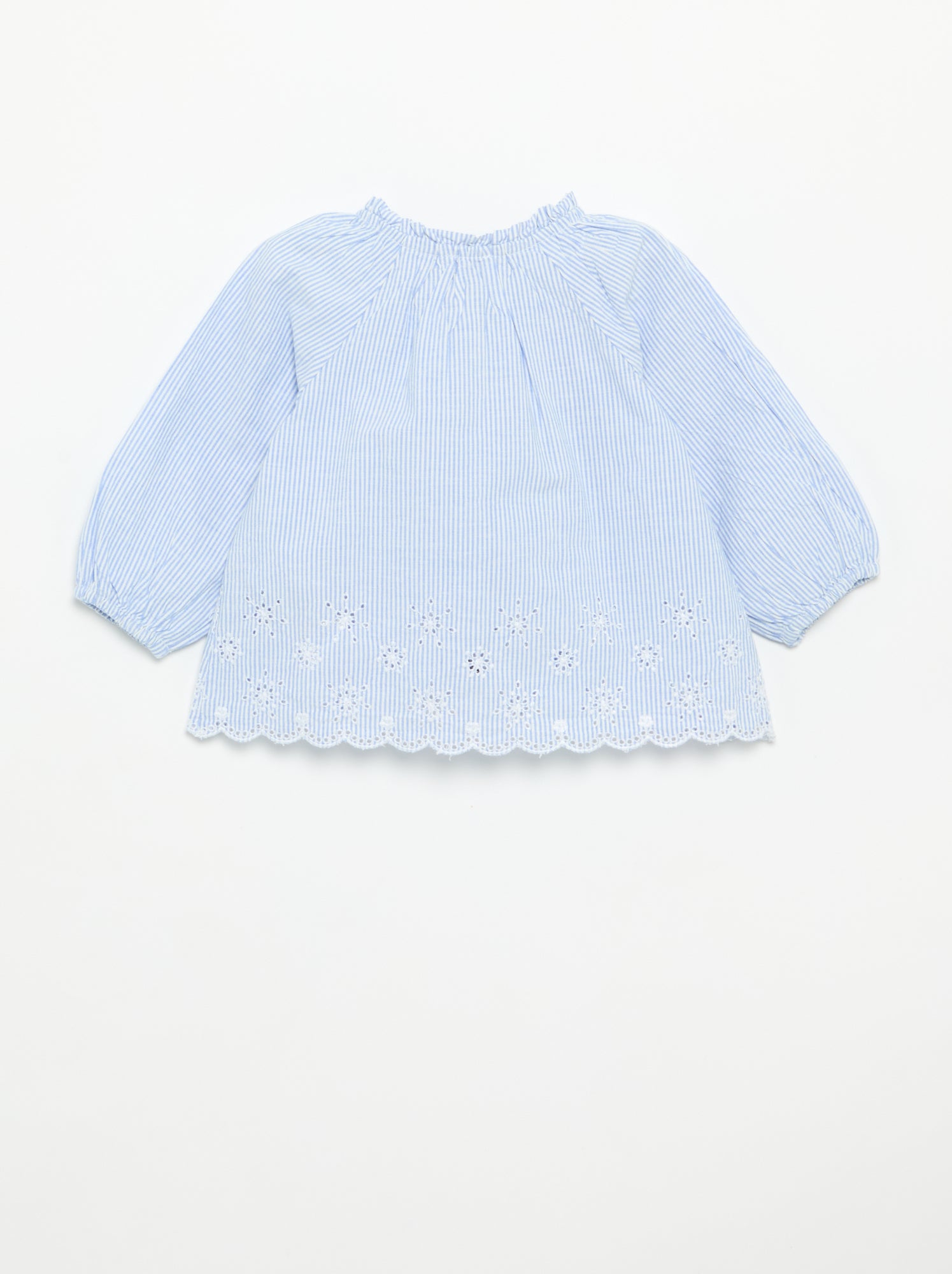 Blouse en popeline avec broderies - Bleu