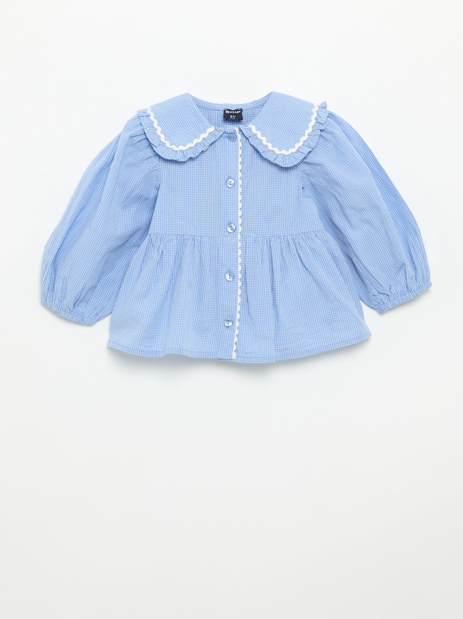 Blouse en popeline avec col claudine - Bleu