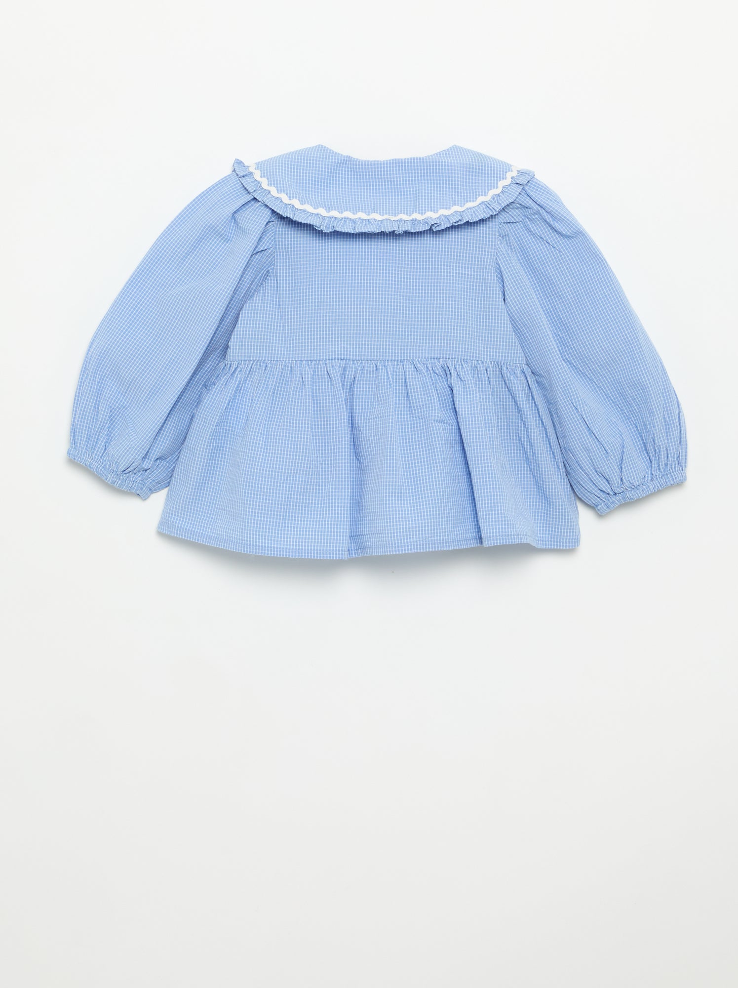 Blouse en popeline avec col claudine - Bleu