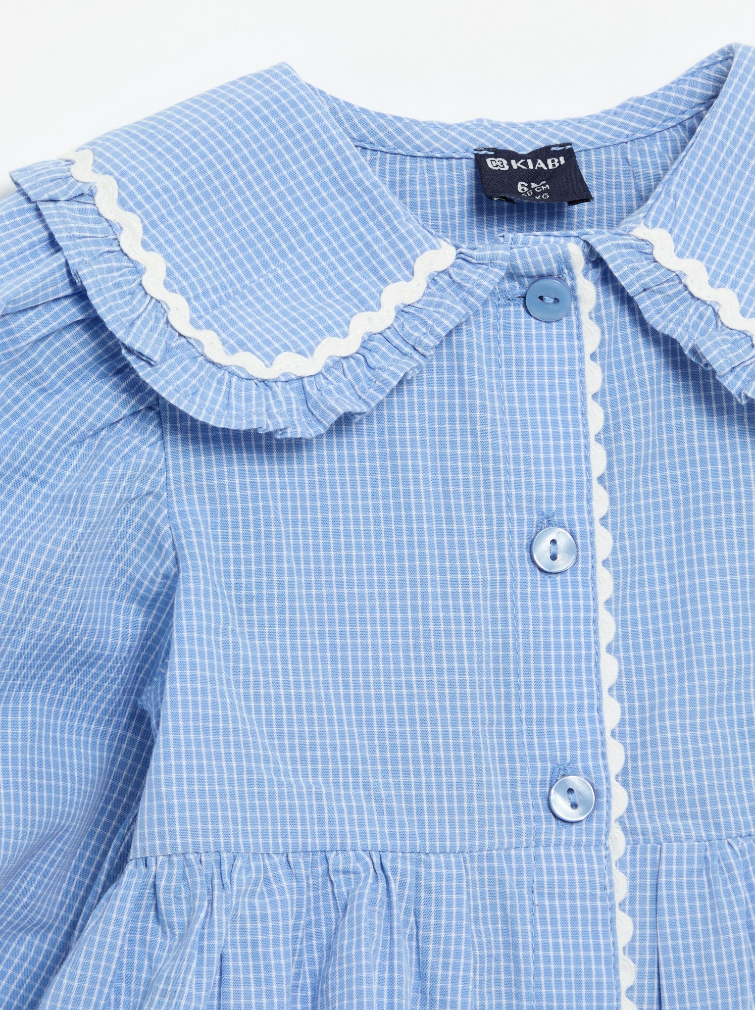 Blouse en popeline avec col claudine - Bleu