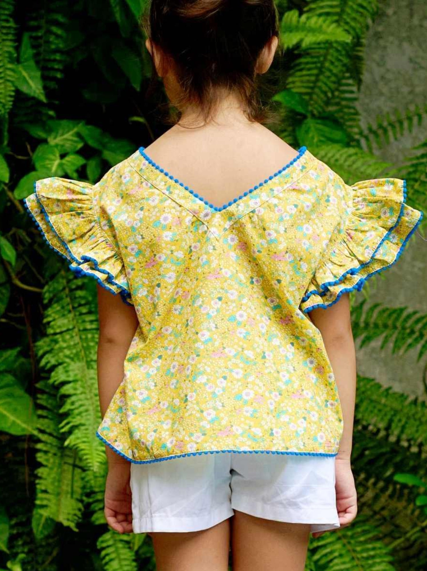 Blouse  Fleurie  et  roi à Manches Papillons  BUTTERFLY - La Faute à Voltaire - Jaune