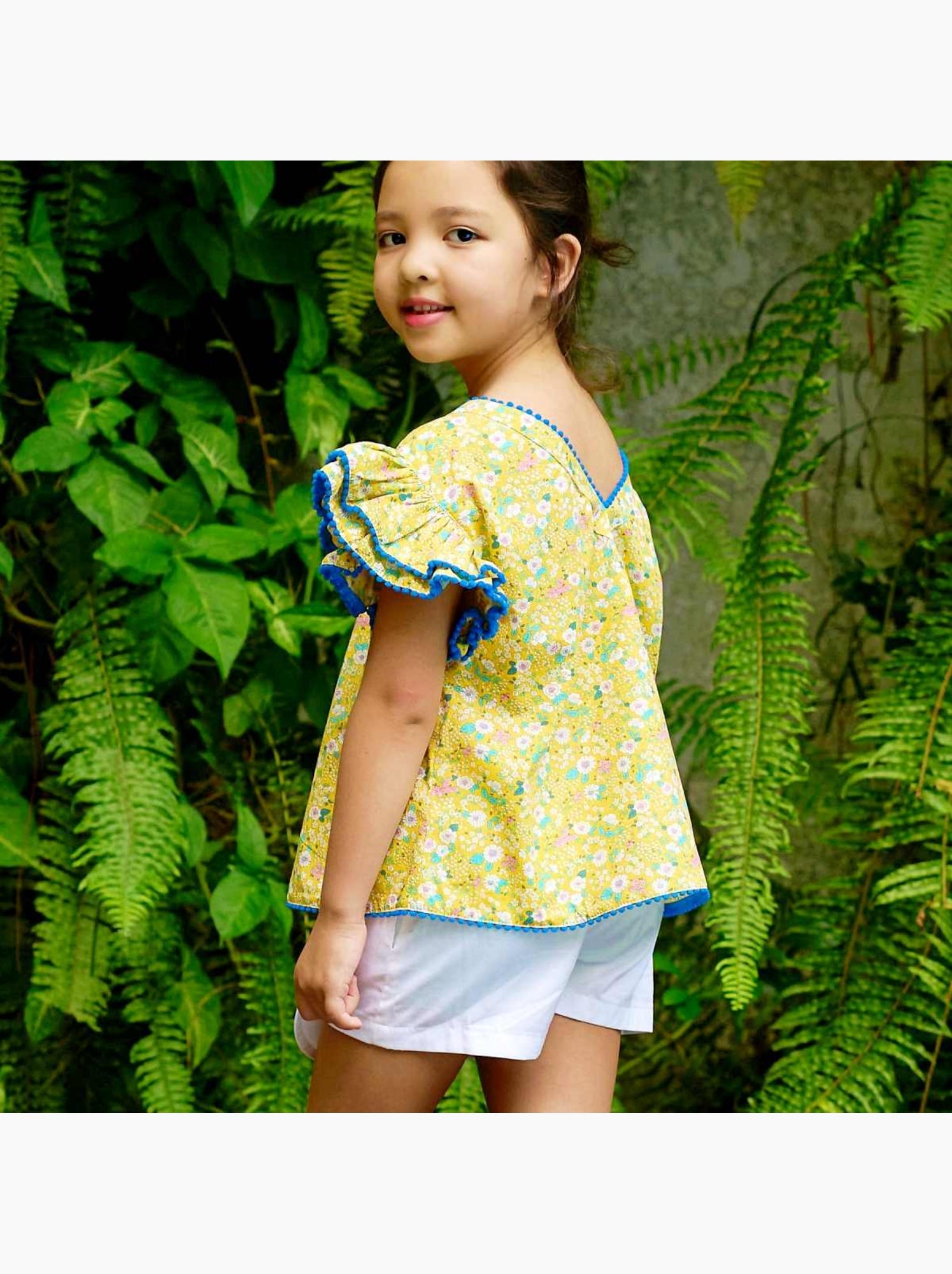 Blouse  Fleurie  et  roi à Manches Papillons  BUTTERFLY - La Faute à Voltaire - Jaune