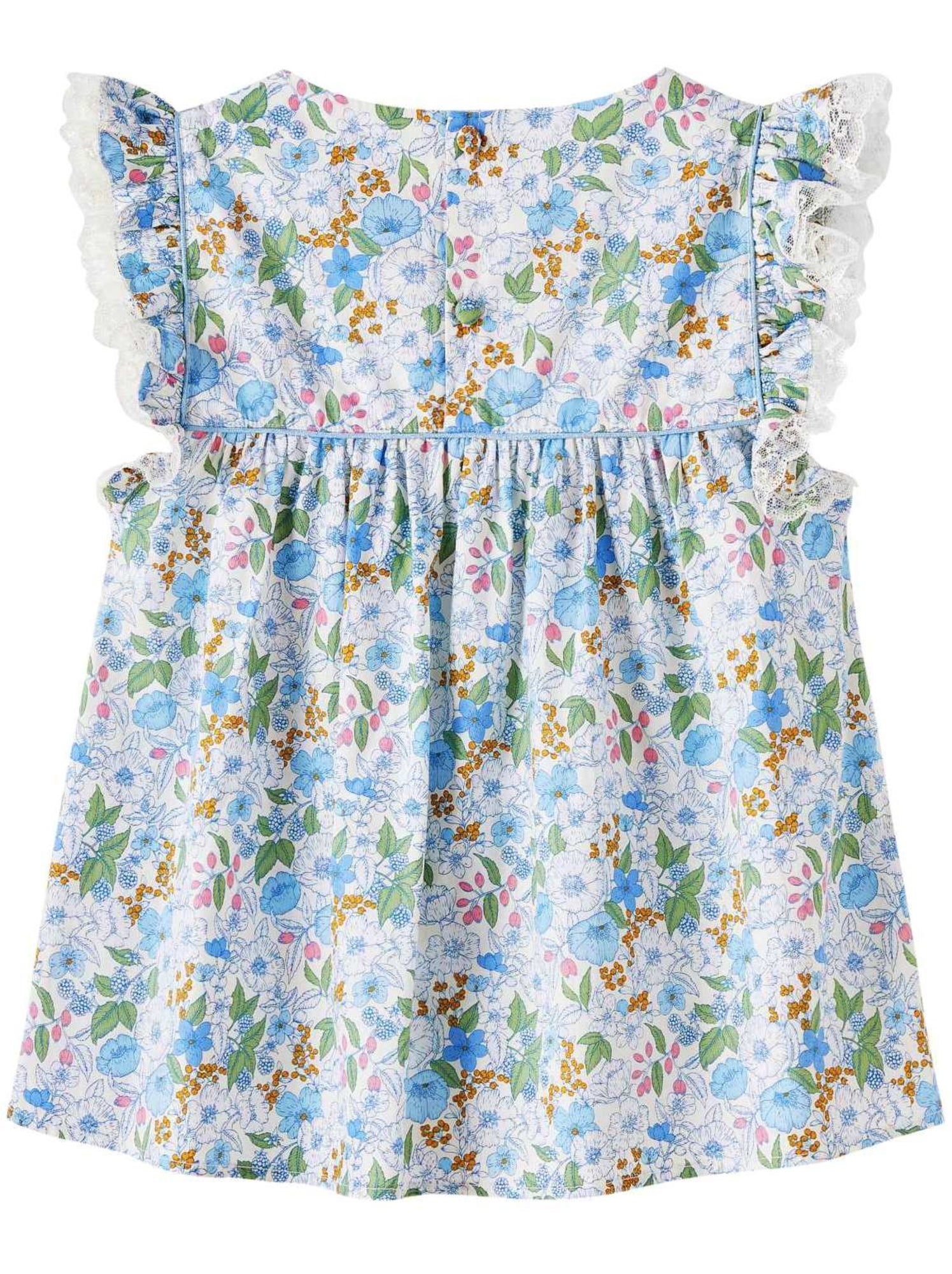 Blouse  Fleurie Liberty   à Volants  APPOLINE - La Faute à Voltaire - Bleu