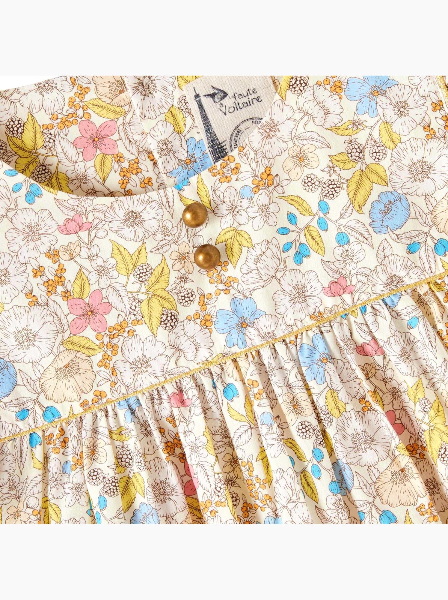 Blouse    Fleurie Liberty  APPOLINE - La Faute à Voltaire - Blanc/Jaune/Rose