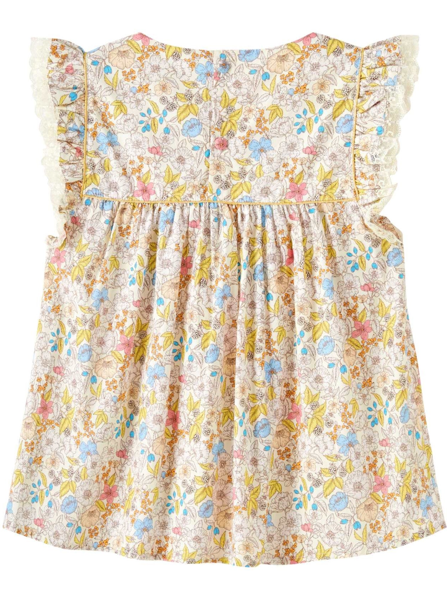 Blouse    Fleurie Liberty  APPOLINE - La Faute à Voltaire - Blanc/Jaune/Rose