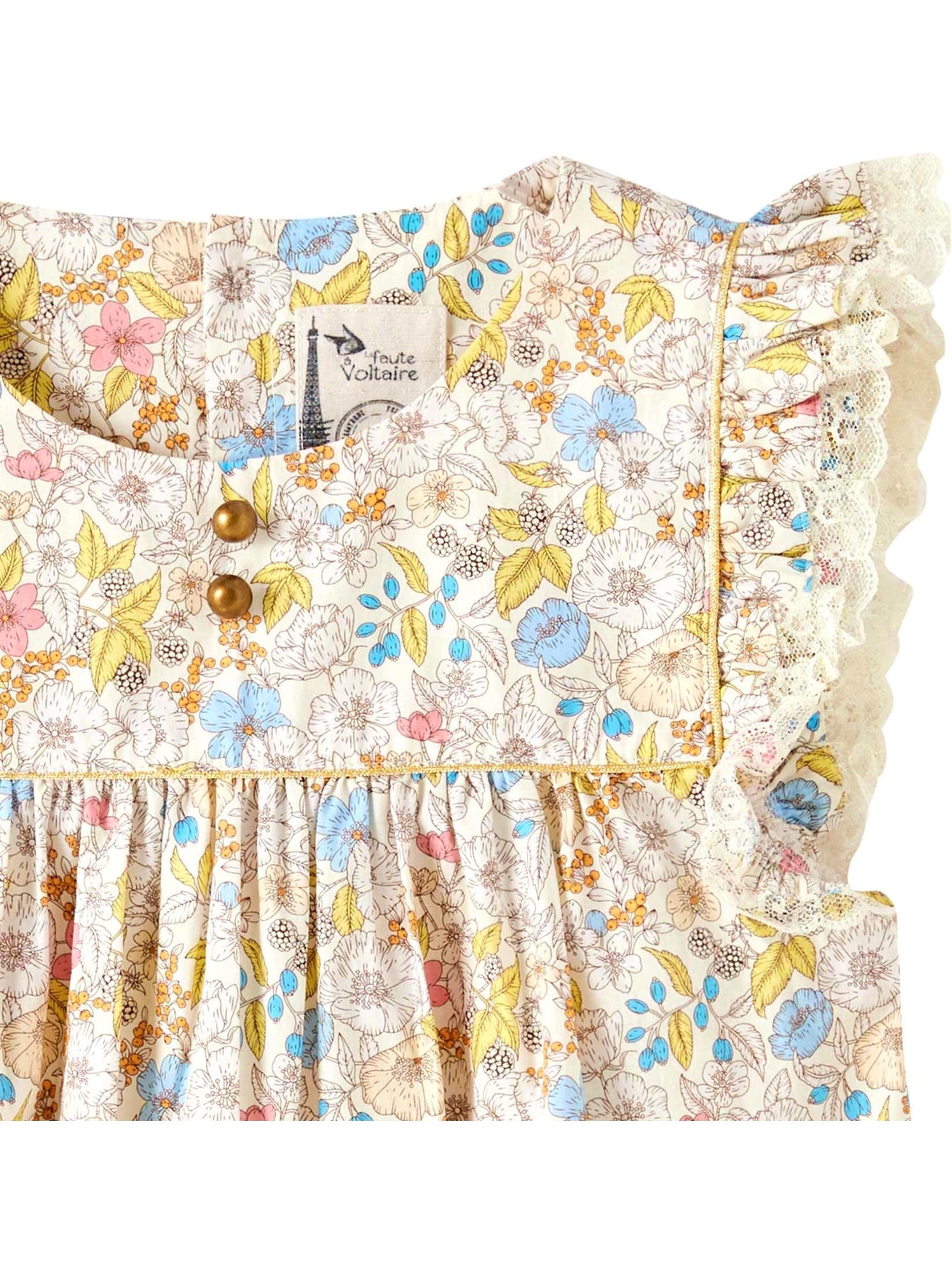 Blouse    Fleurie Liberty  APPOLINE - La Faute à Voltaire - Blanc/Jaune/Rose