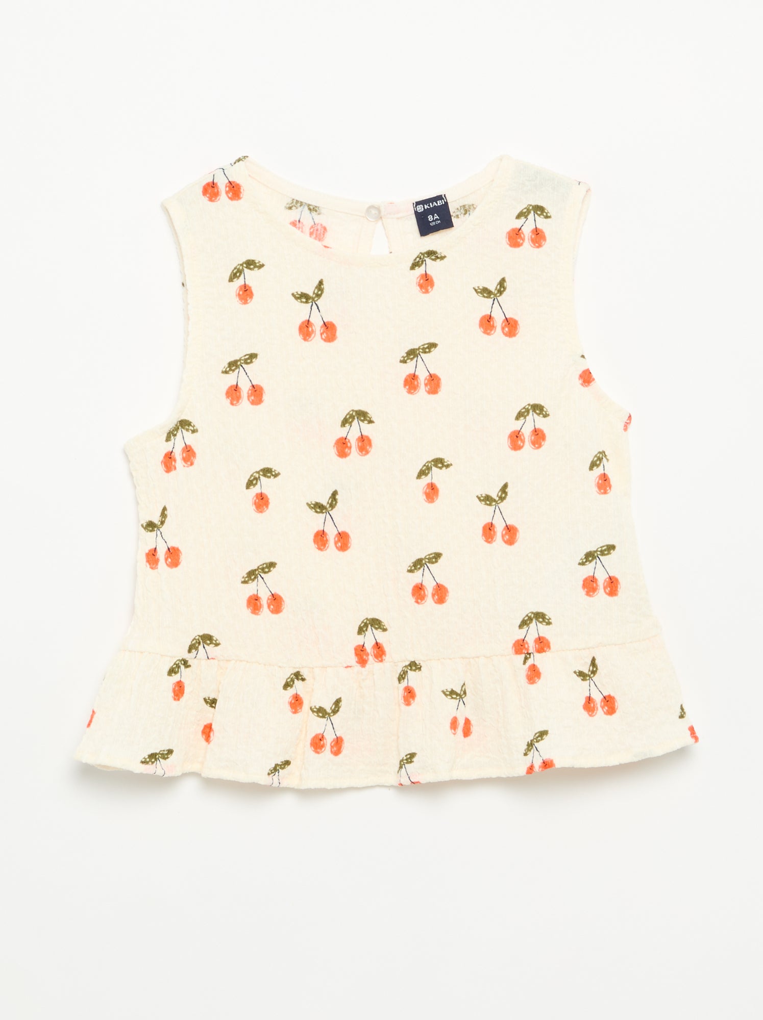 Blouse gaufrée sans manches - Blanc