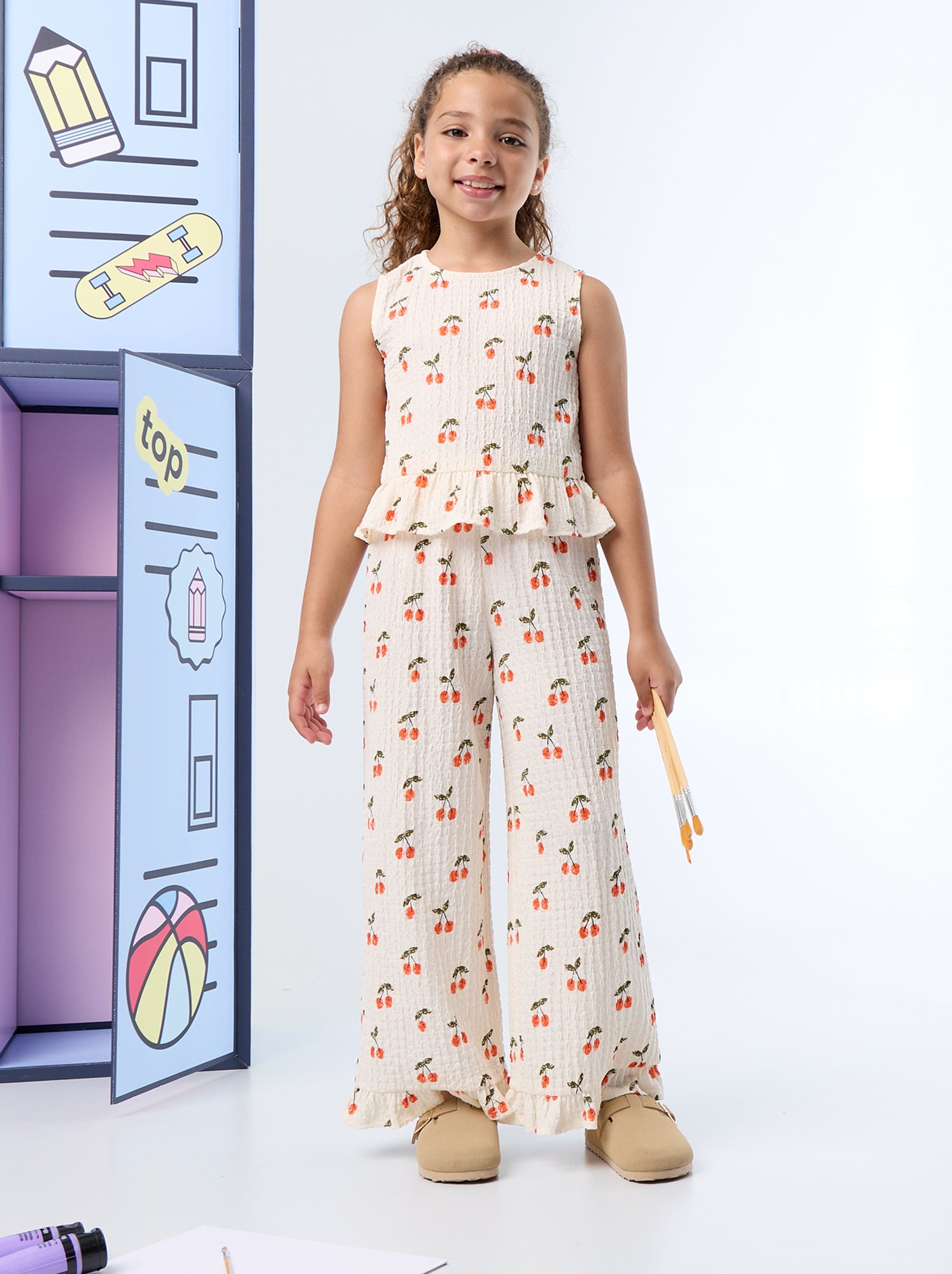 Blouse gaufrée sans manches - Blanc