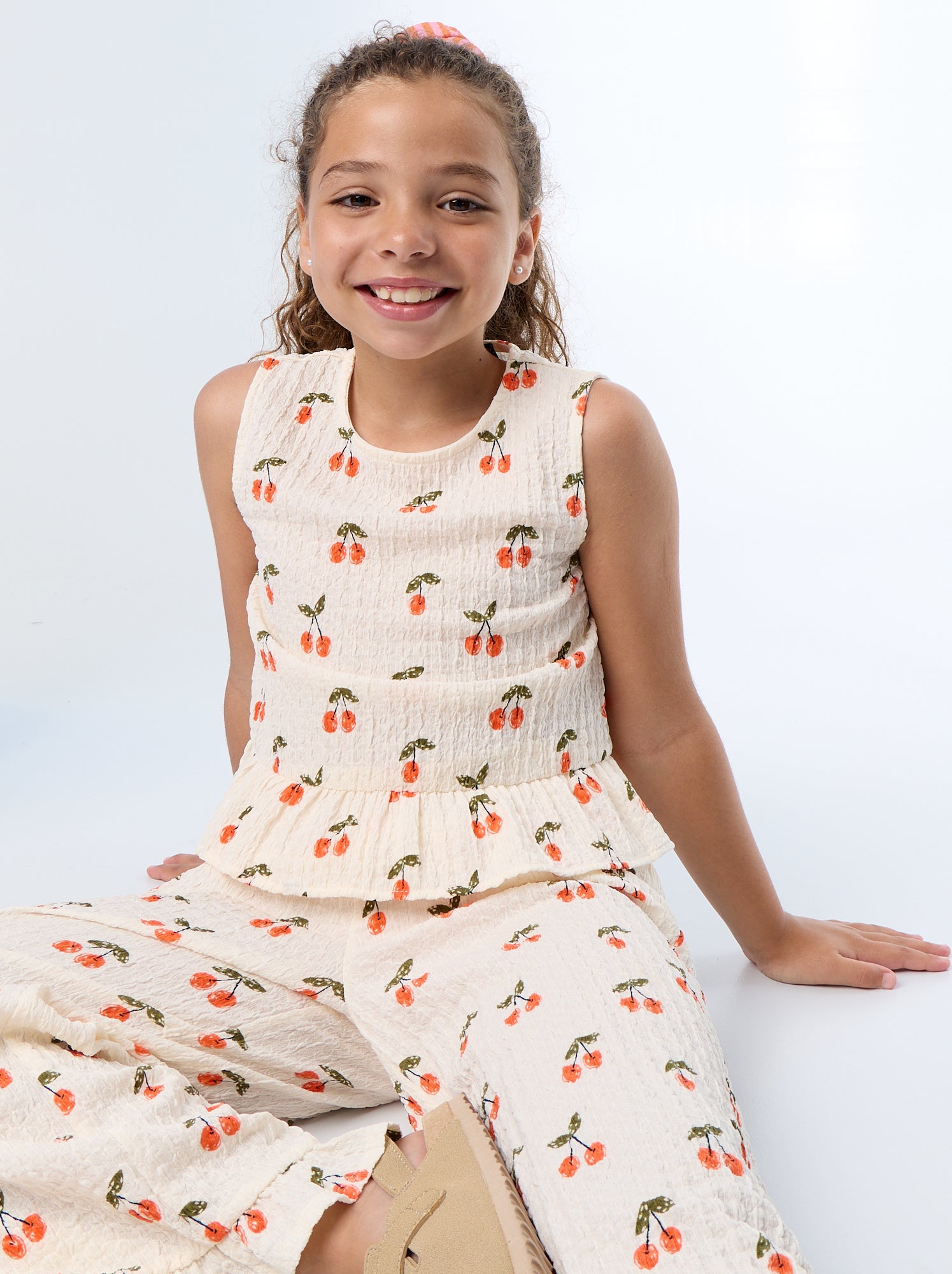 Blouse gaufrée sans manches - Blanc