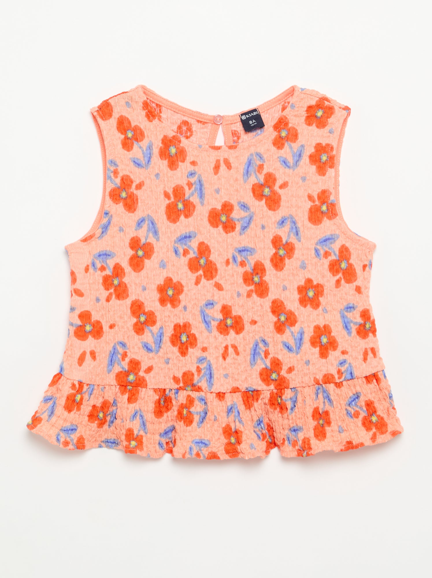 Blouse gaufrée sans manches - Orange