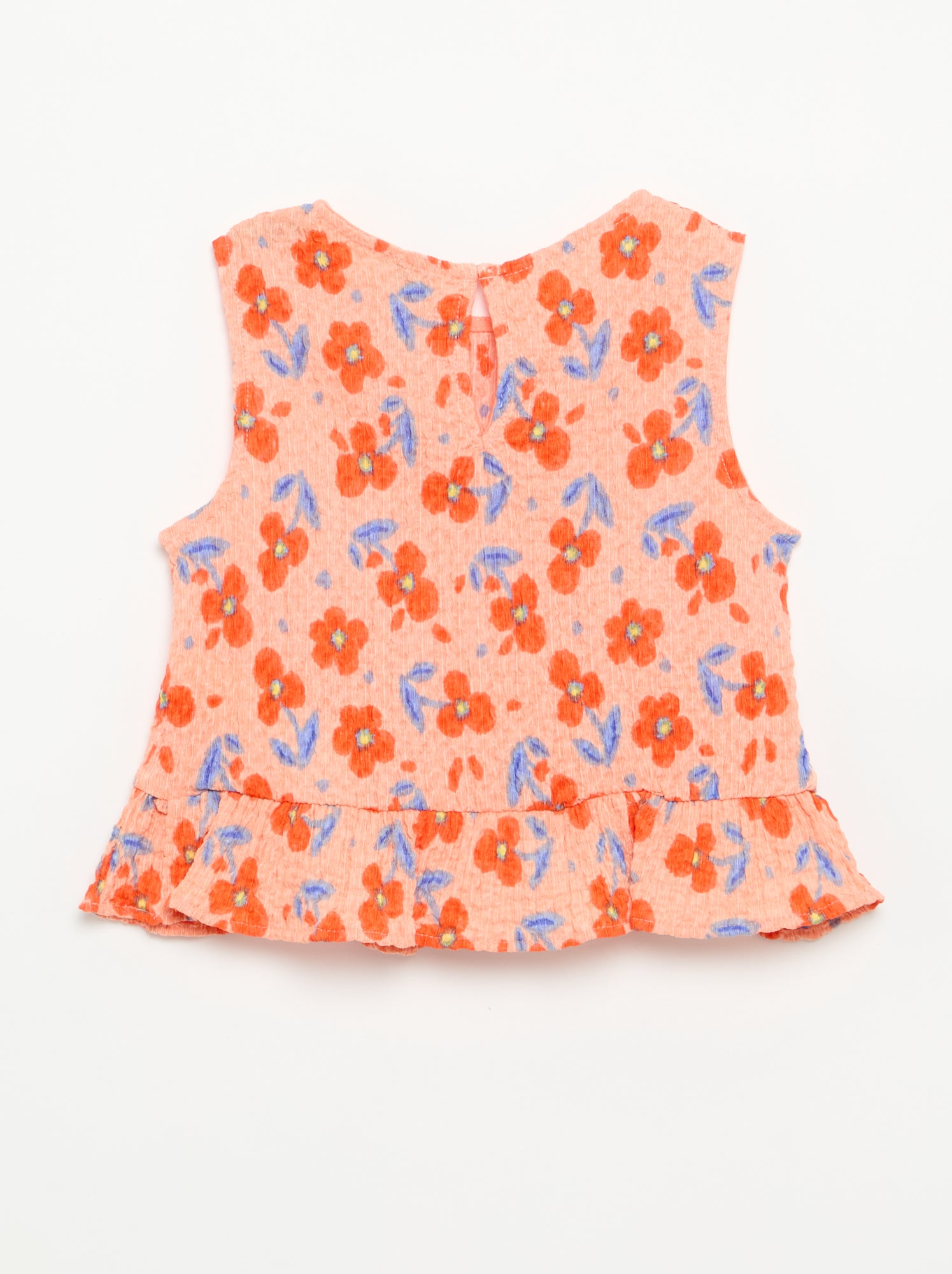 Blouse gaufrée sans manches - Orange