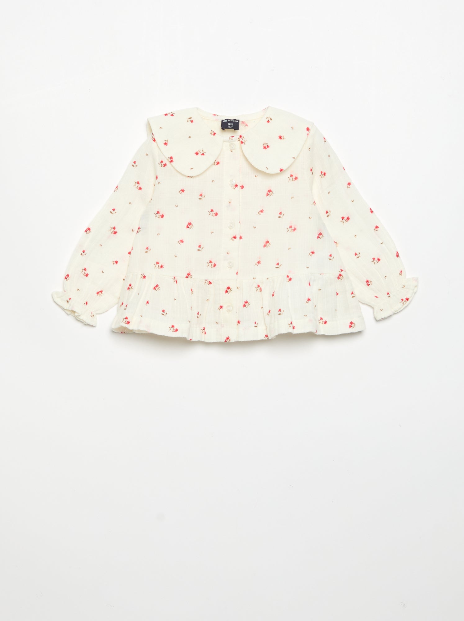 Blouse gaze de coton boutonné - Blanc