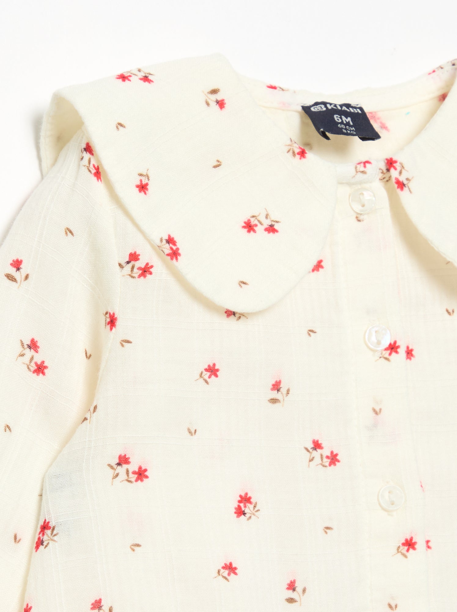 Blouse gaze de coton boutonné - Blanc