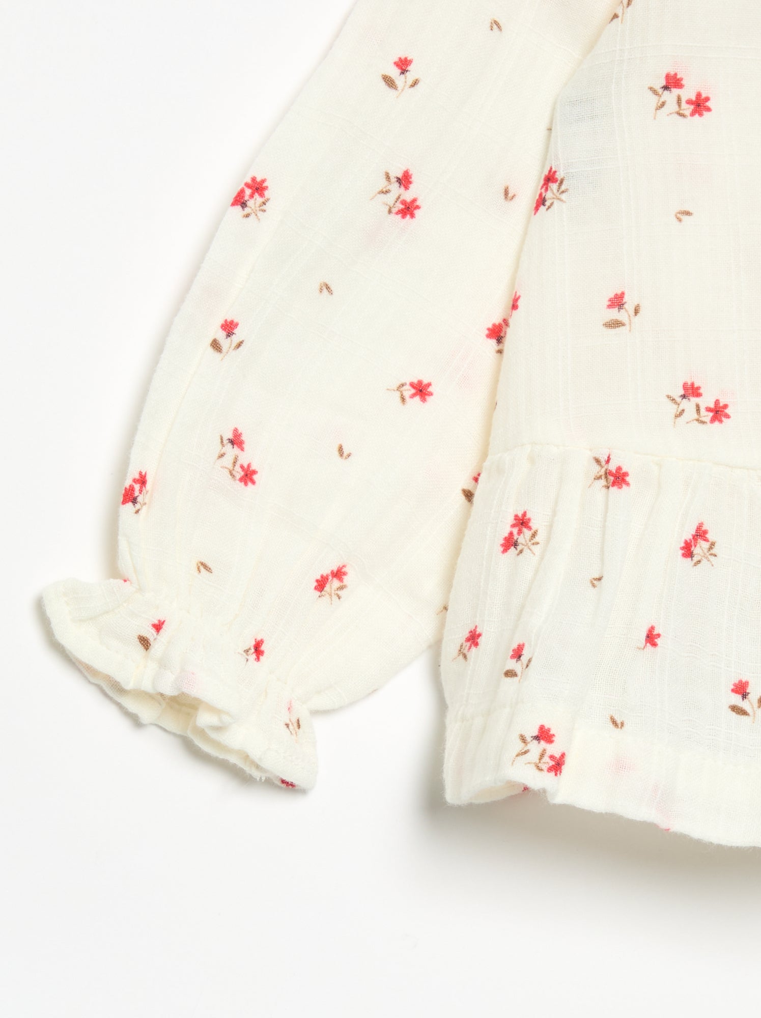 Blouse gaze de coton boutonné - Blanc